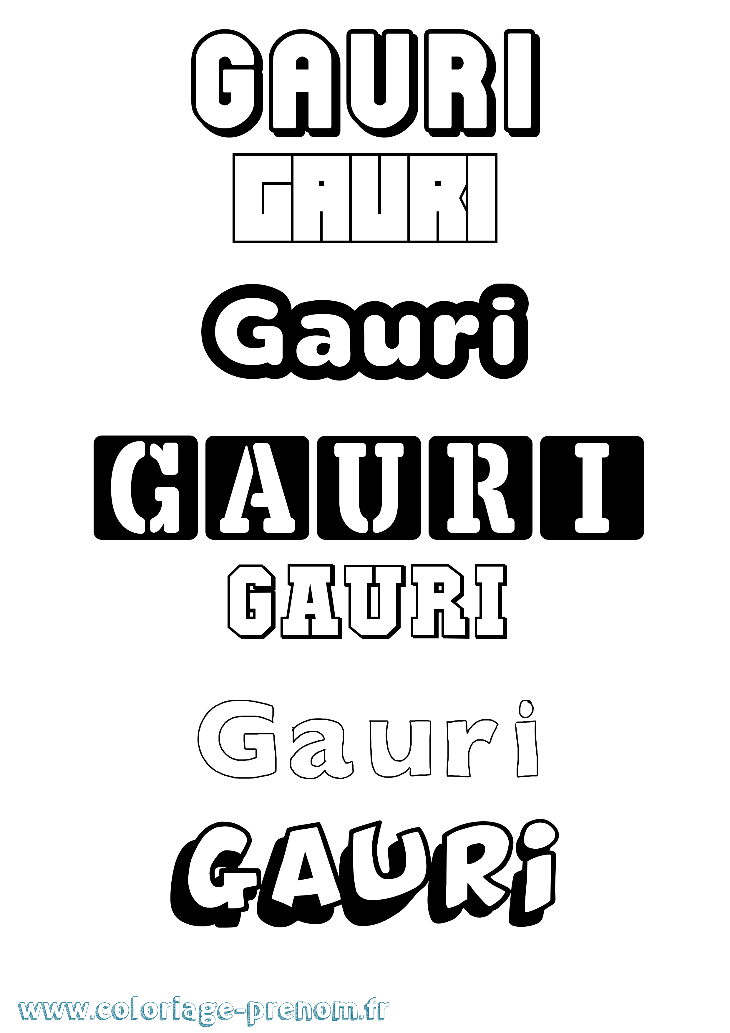 Coloriage Gauri Simple Coloriage prénom Gauri Simple