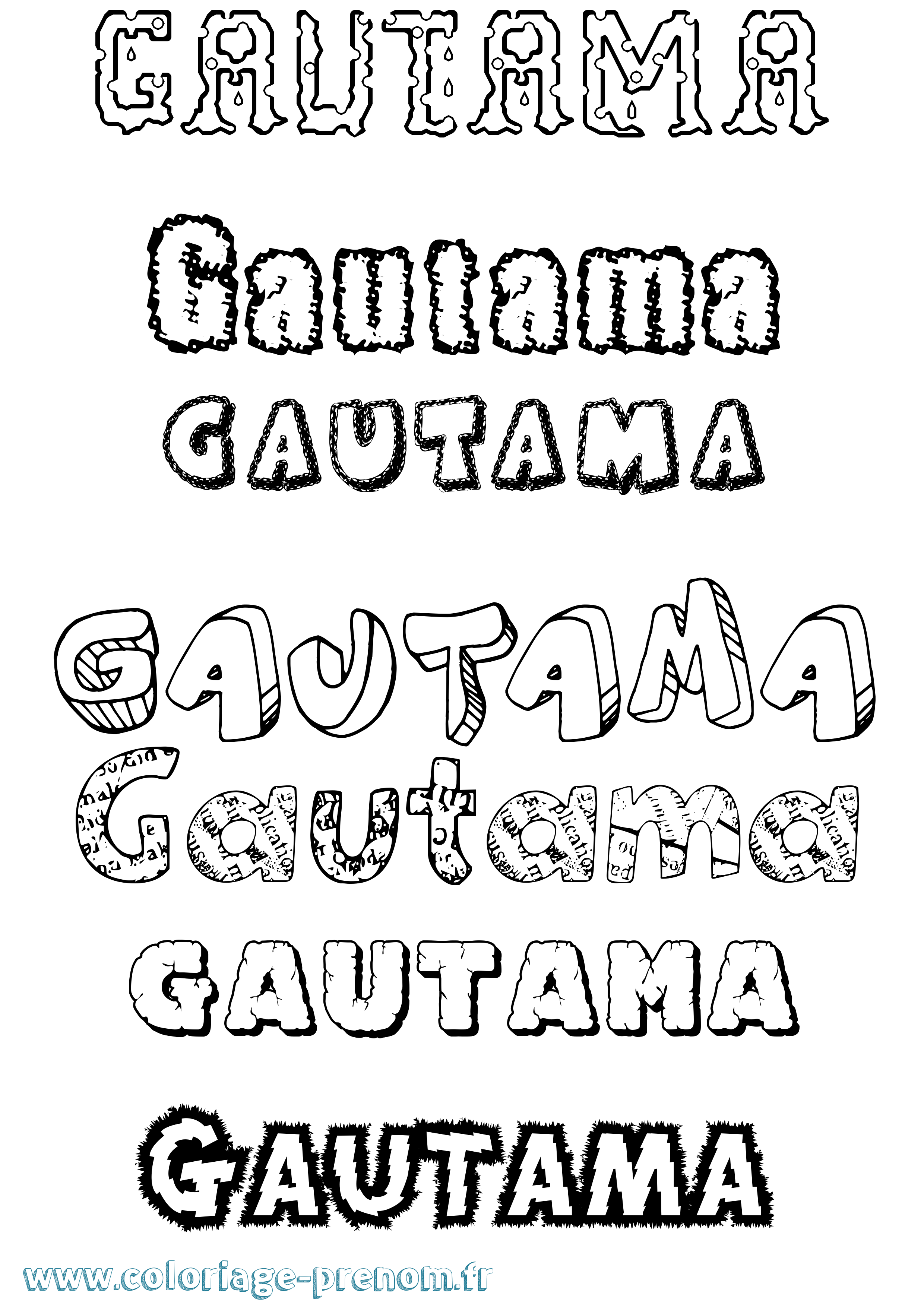 Coloriage prénom Gautama Destructuré