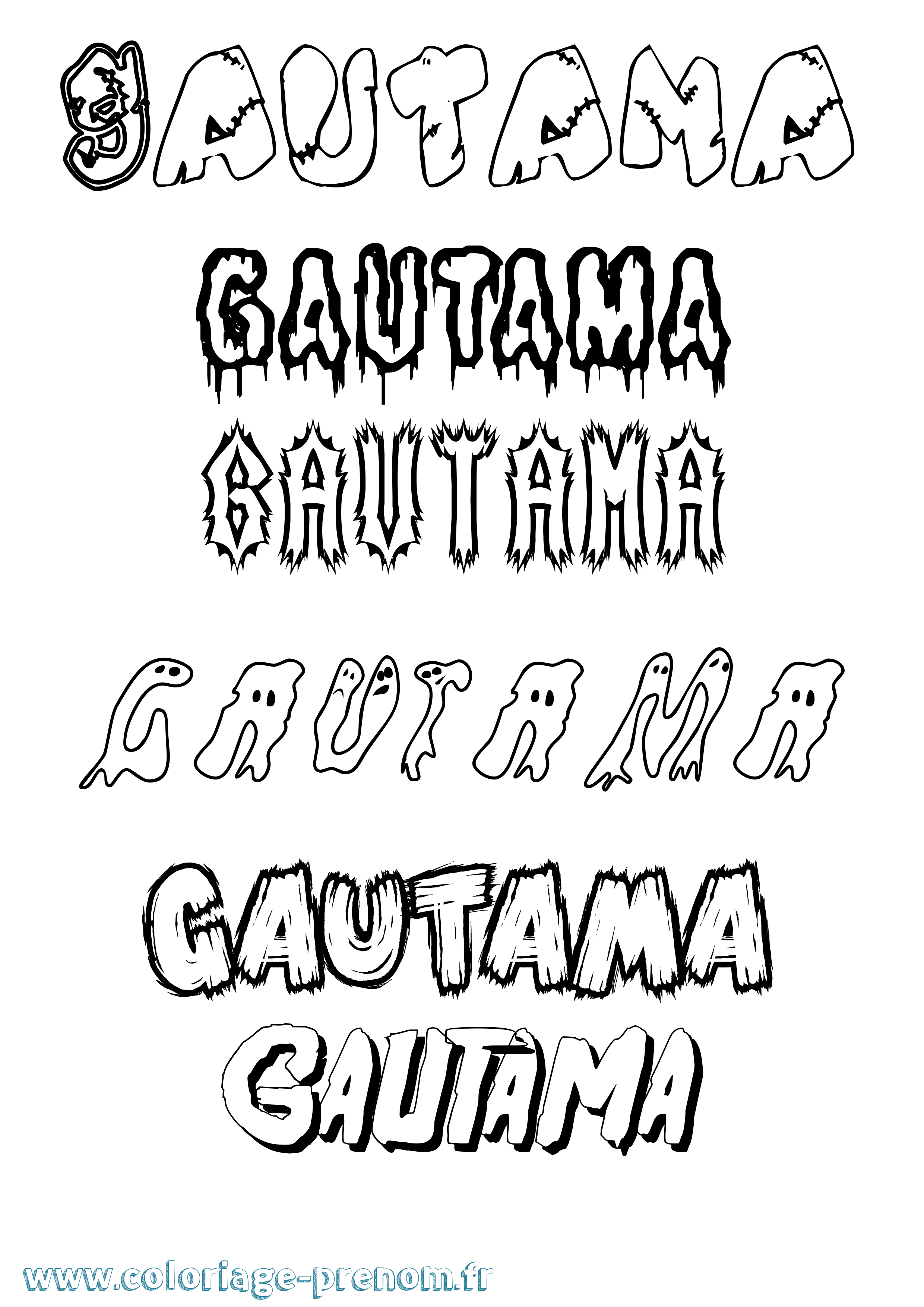 Coloriage prénom Gautama Frisson