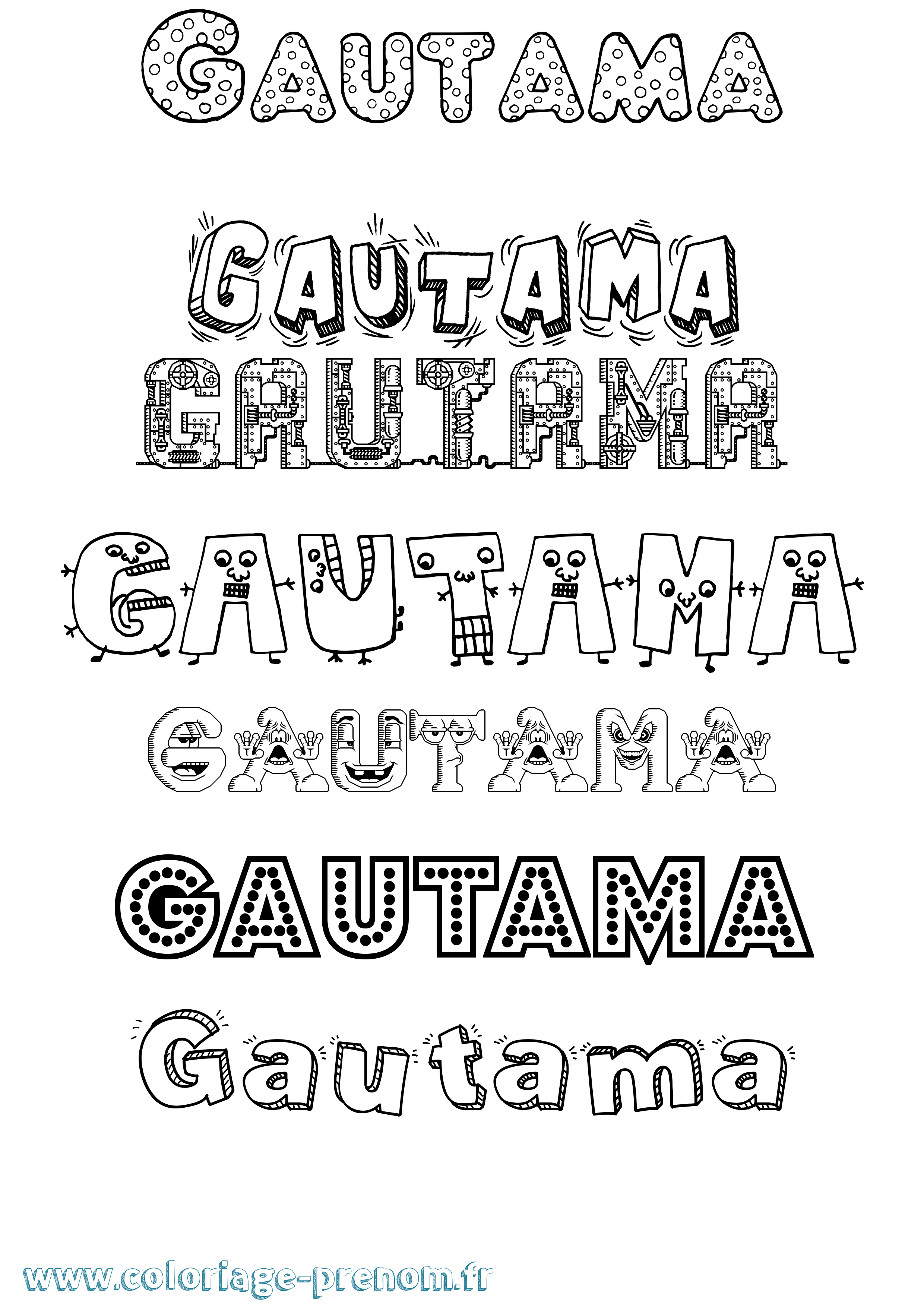 Coloriage prénom Gautama Fun