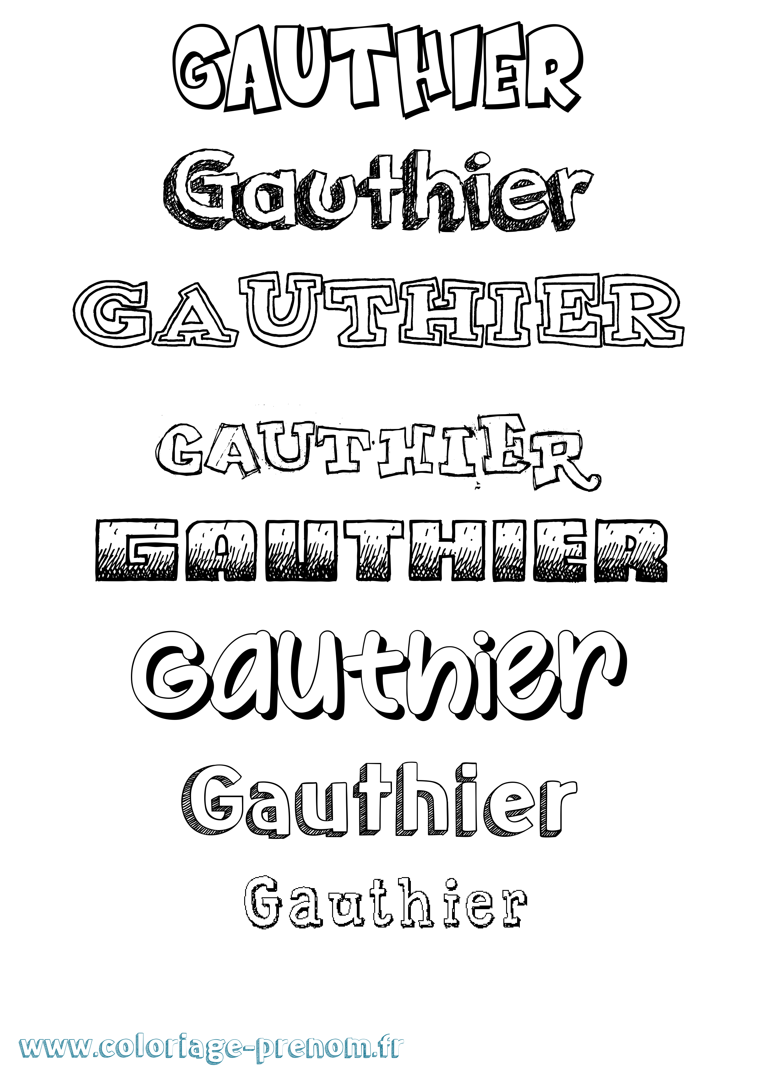 Coloriage prénom Gauthier Dessiné