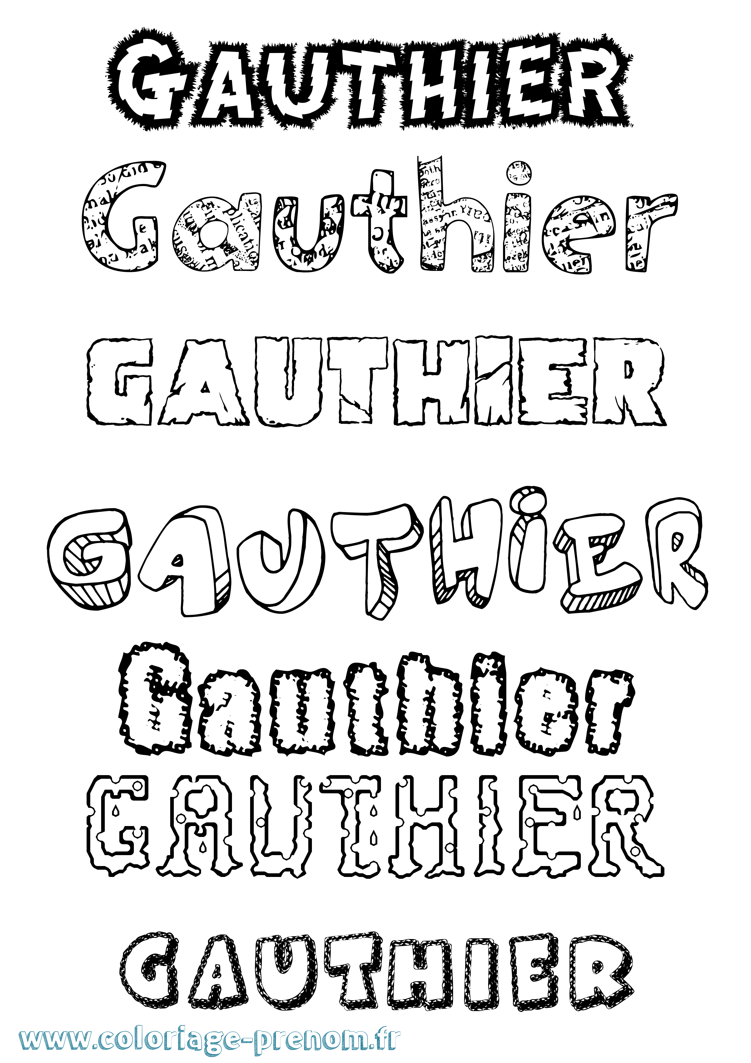 Coloriage prénom Gauthier