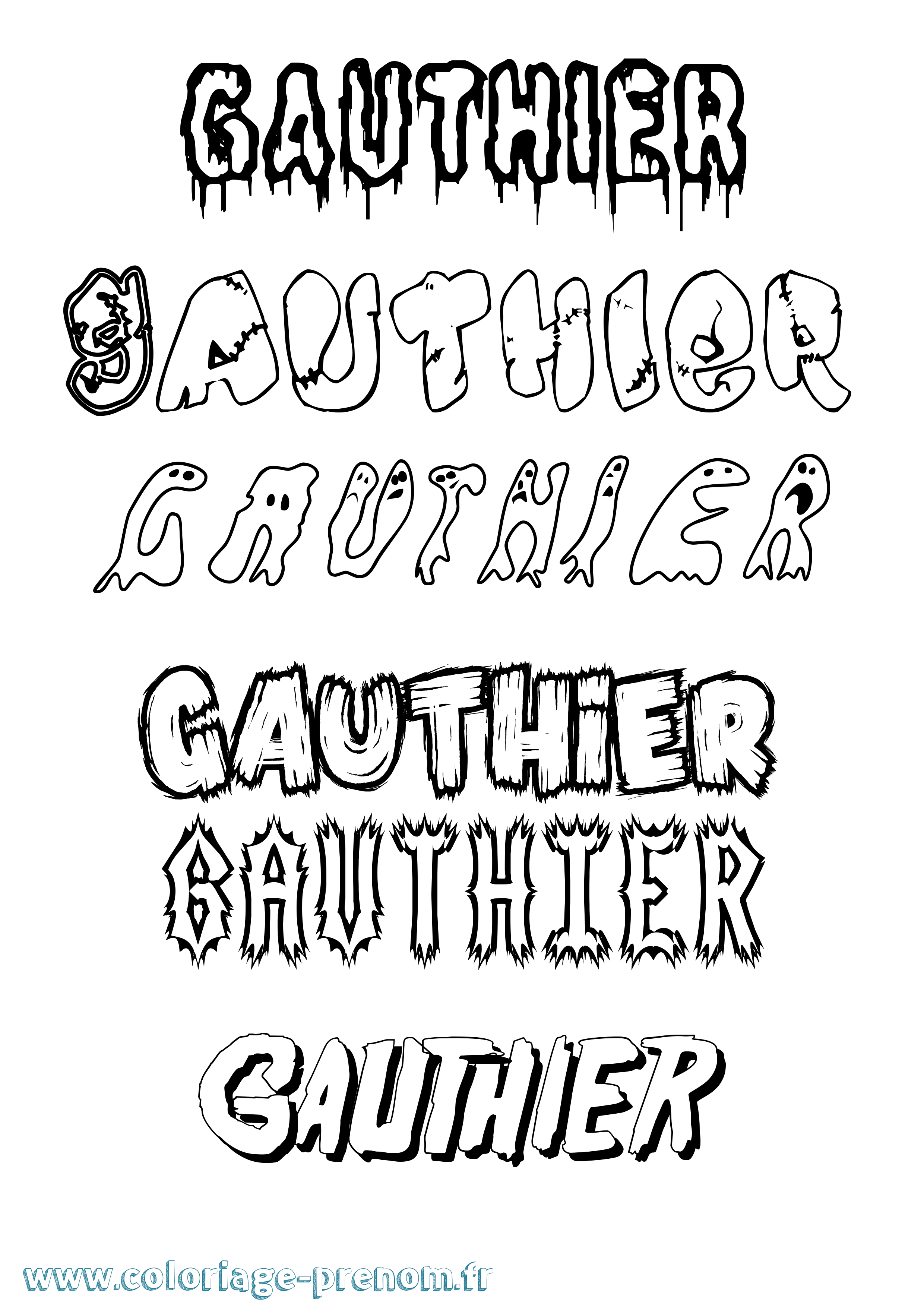 Coloriage prénom Gauthier Frisson