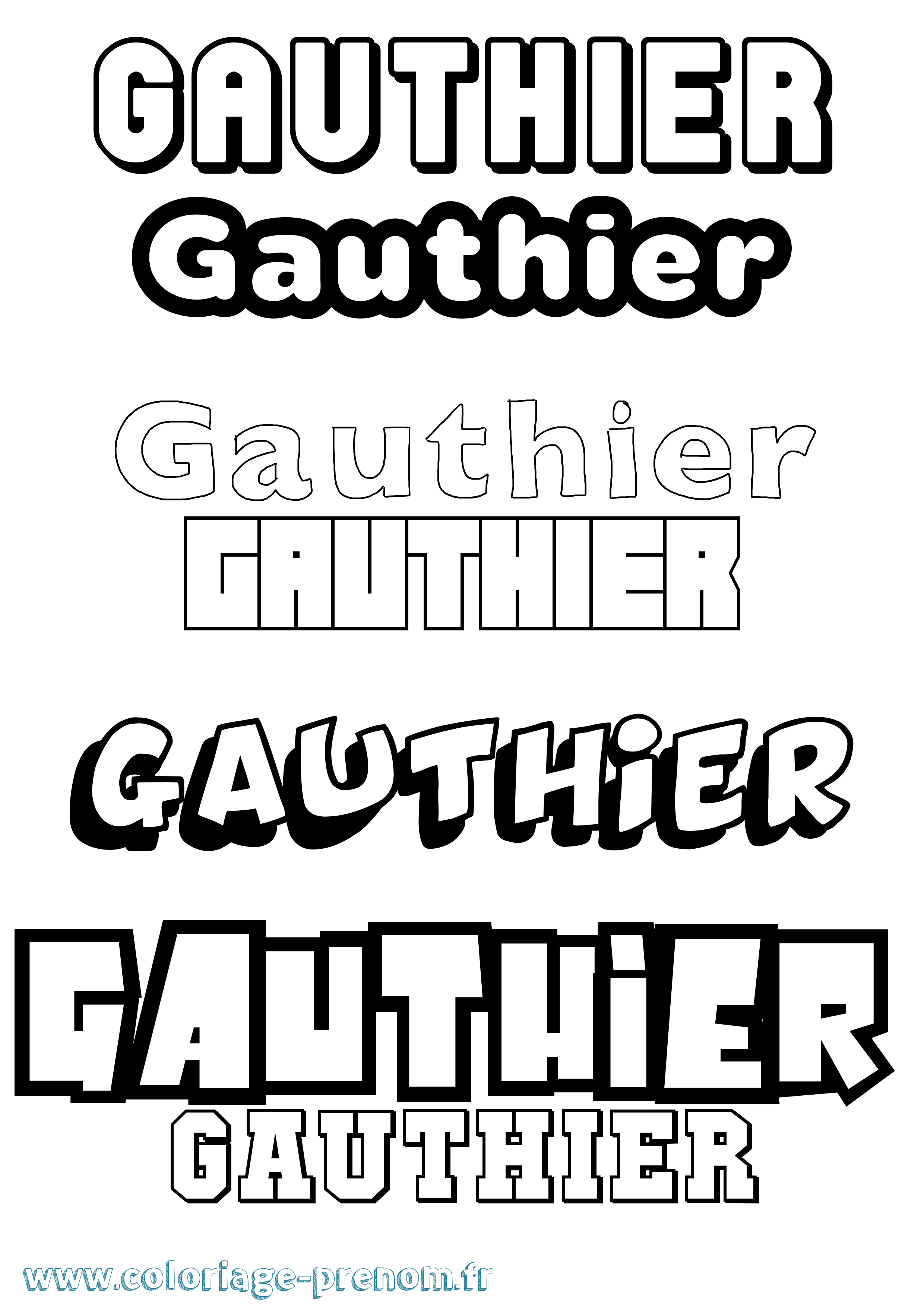 Coloriage prénom Gauthier Simple