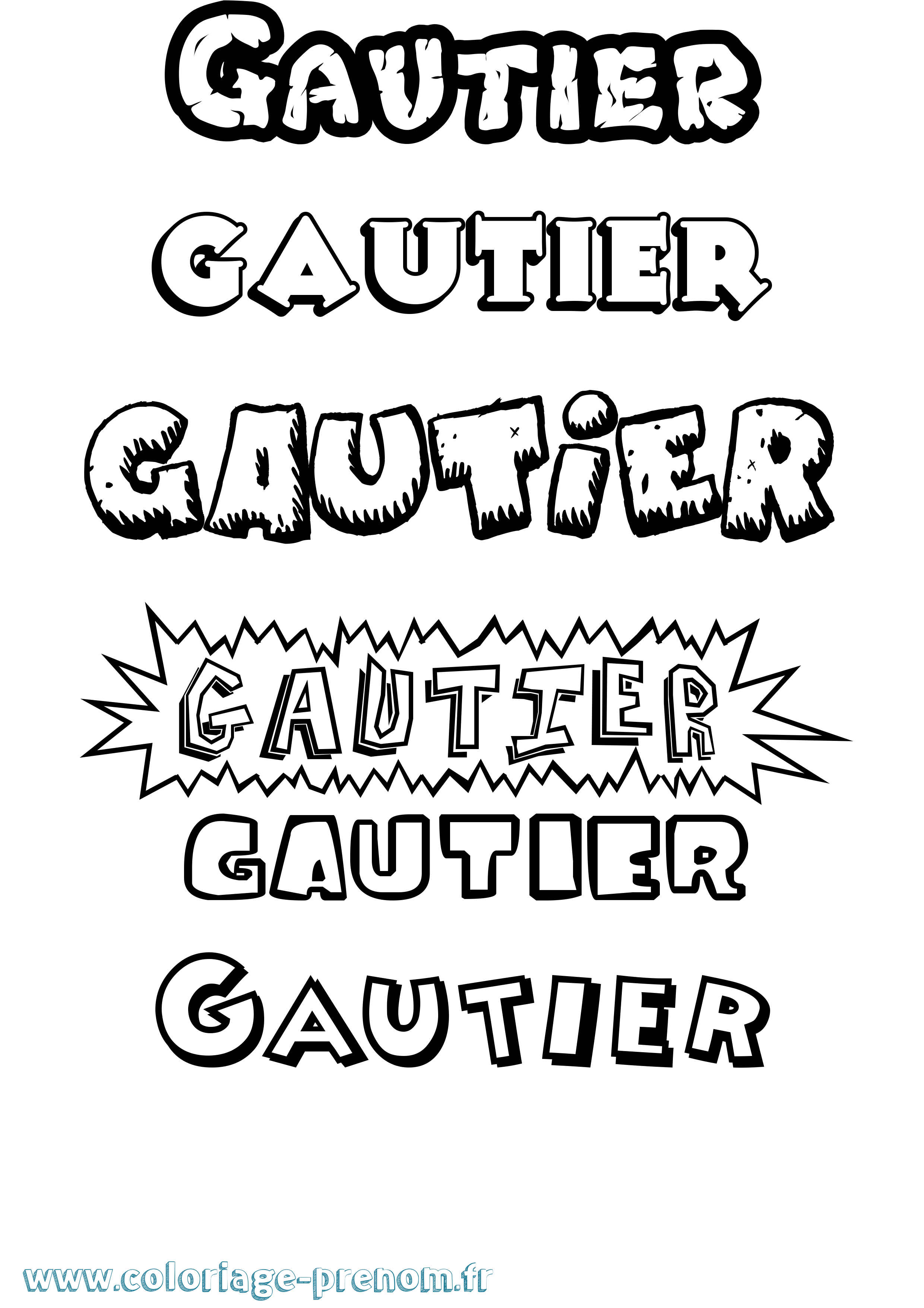 Coloriage prénom Gautier Dessin Animé