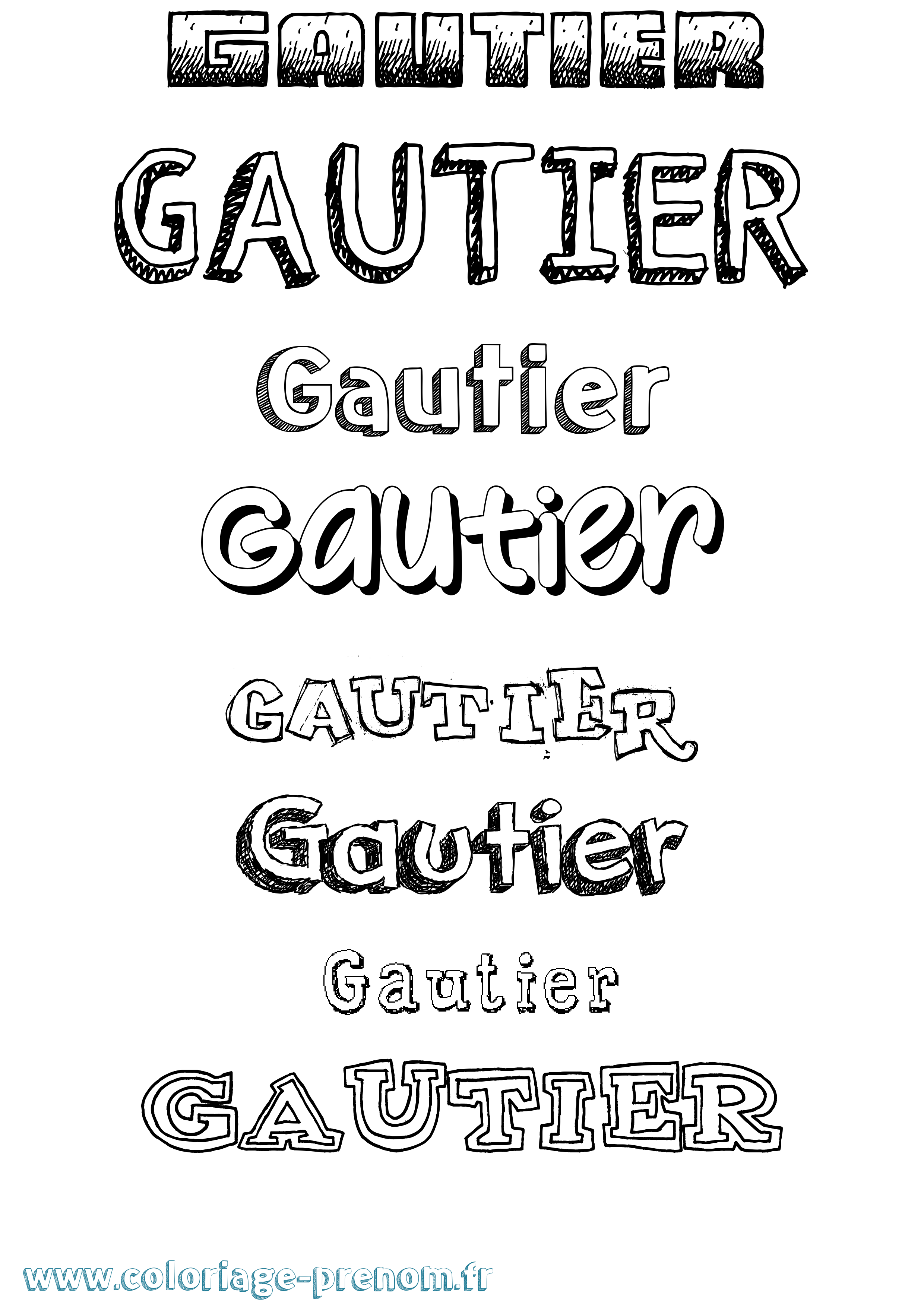 Coloriage prénom Gautier Dessiné