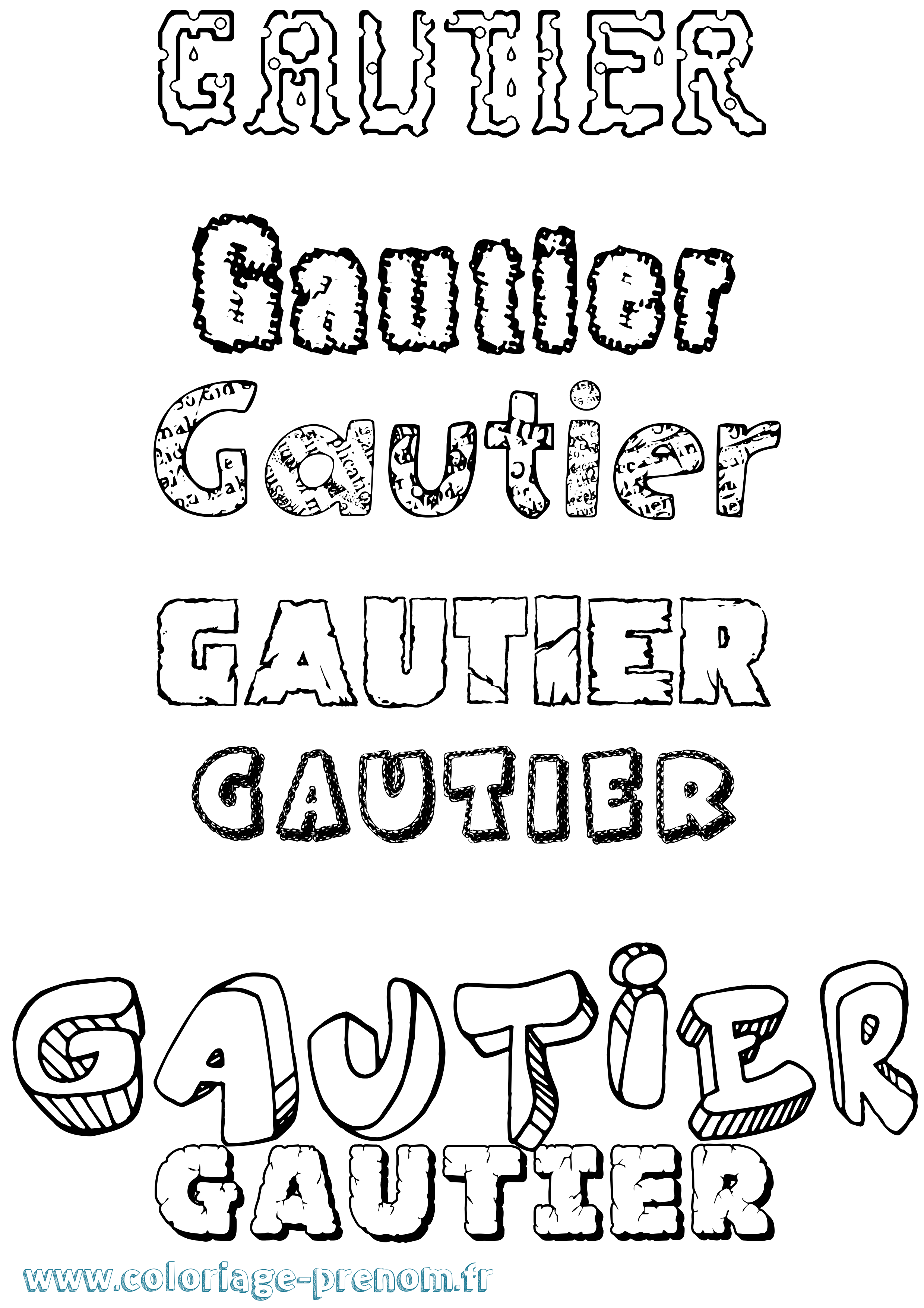 Coloriage prénom Gautier Destructuré