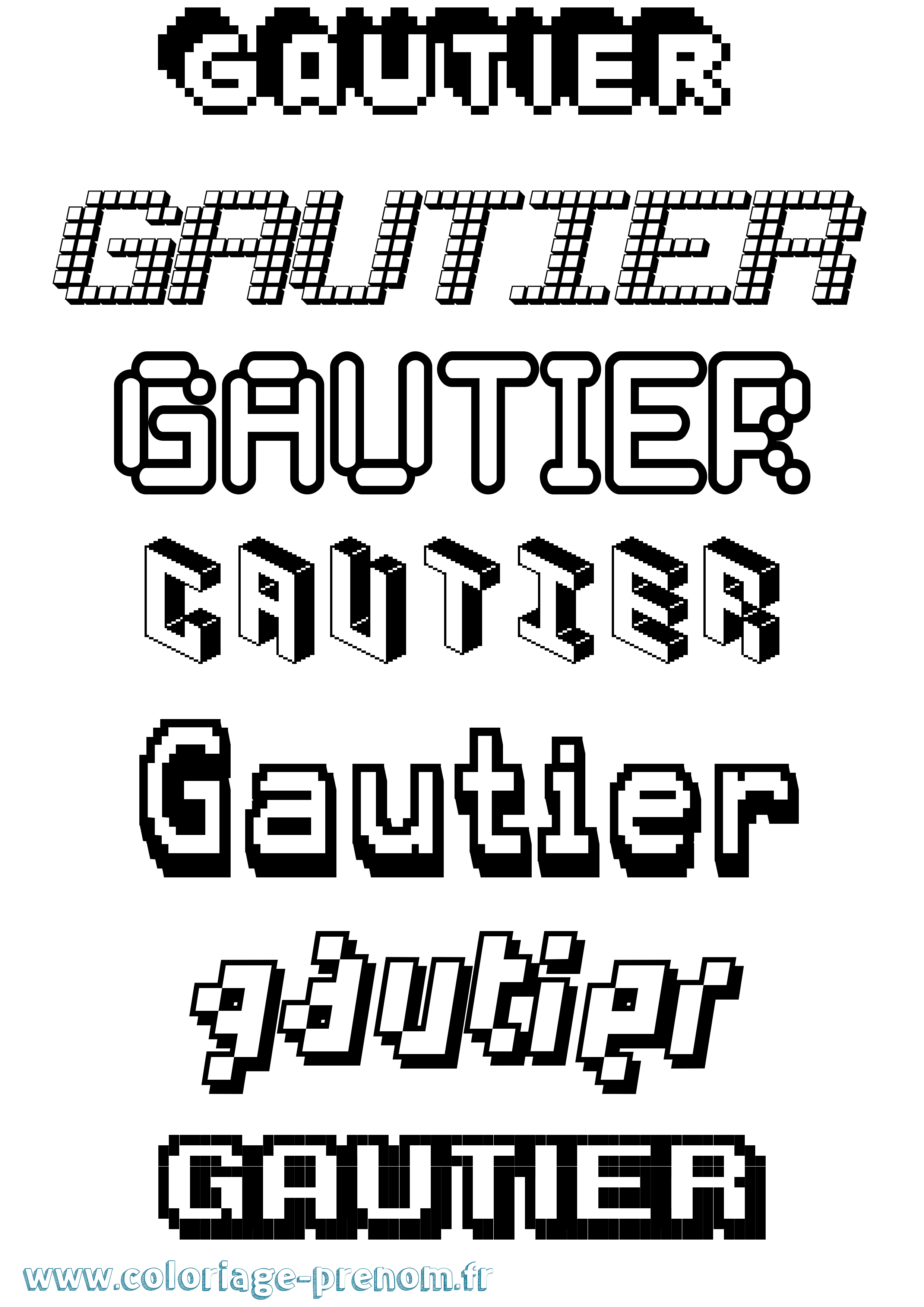 Coloriage prénom Gautier Pixel