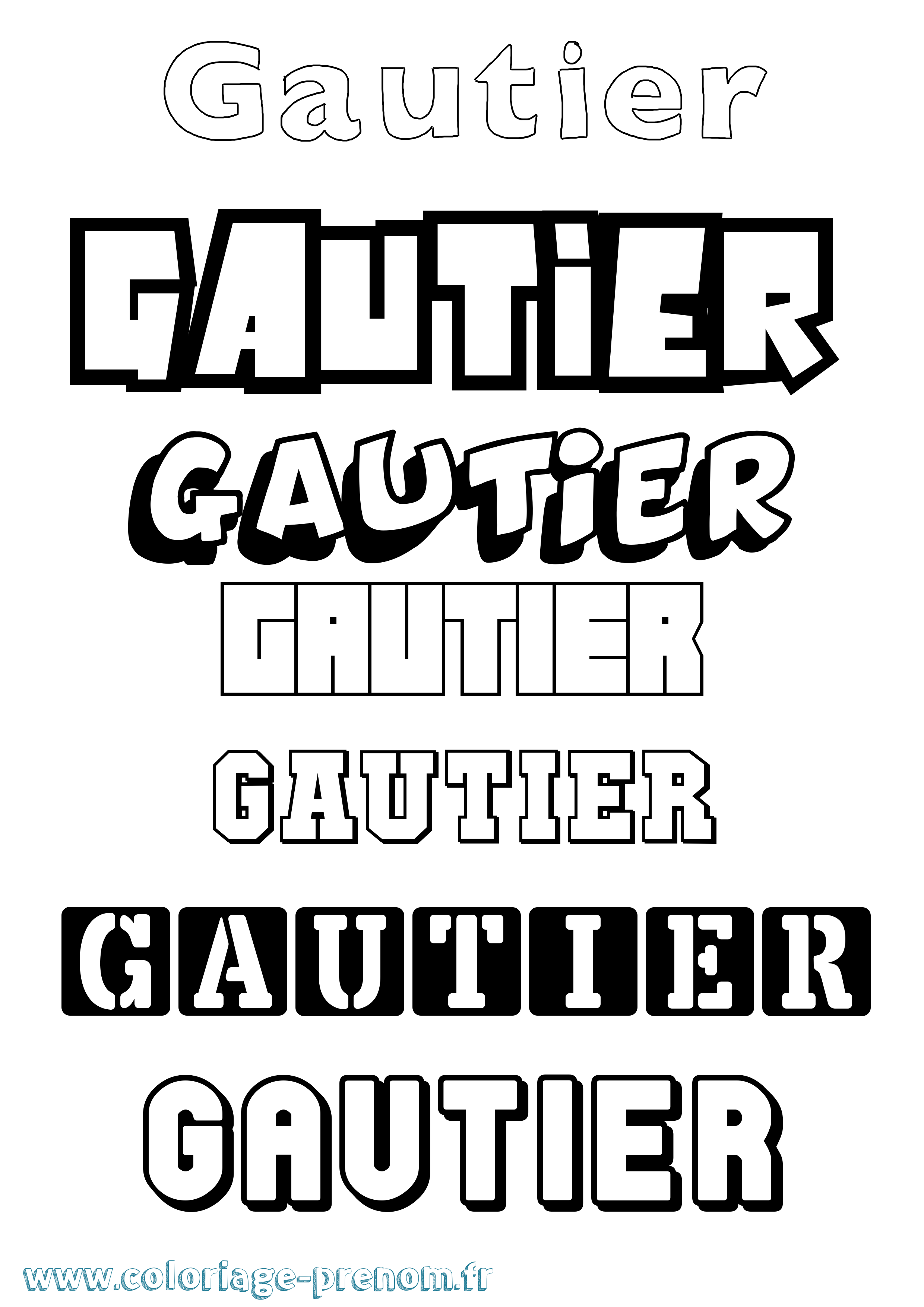 Coloriage prénom Gautier Simple