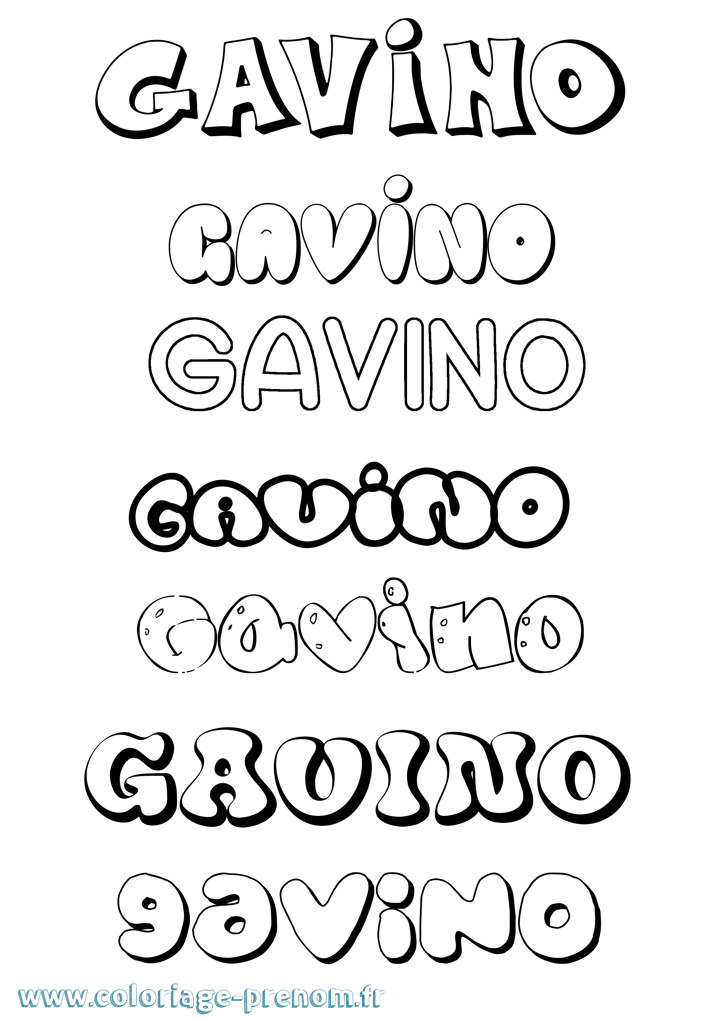 Coloriage prénom Gavino Bubble