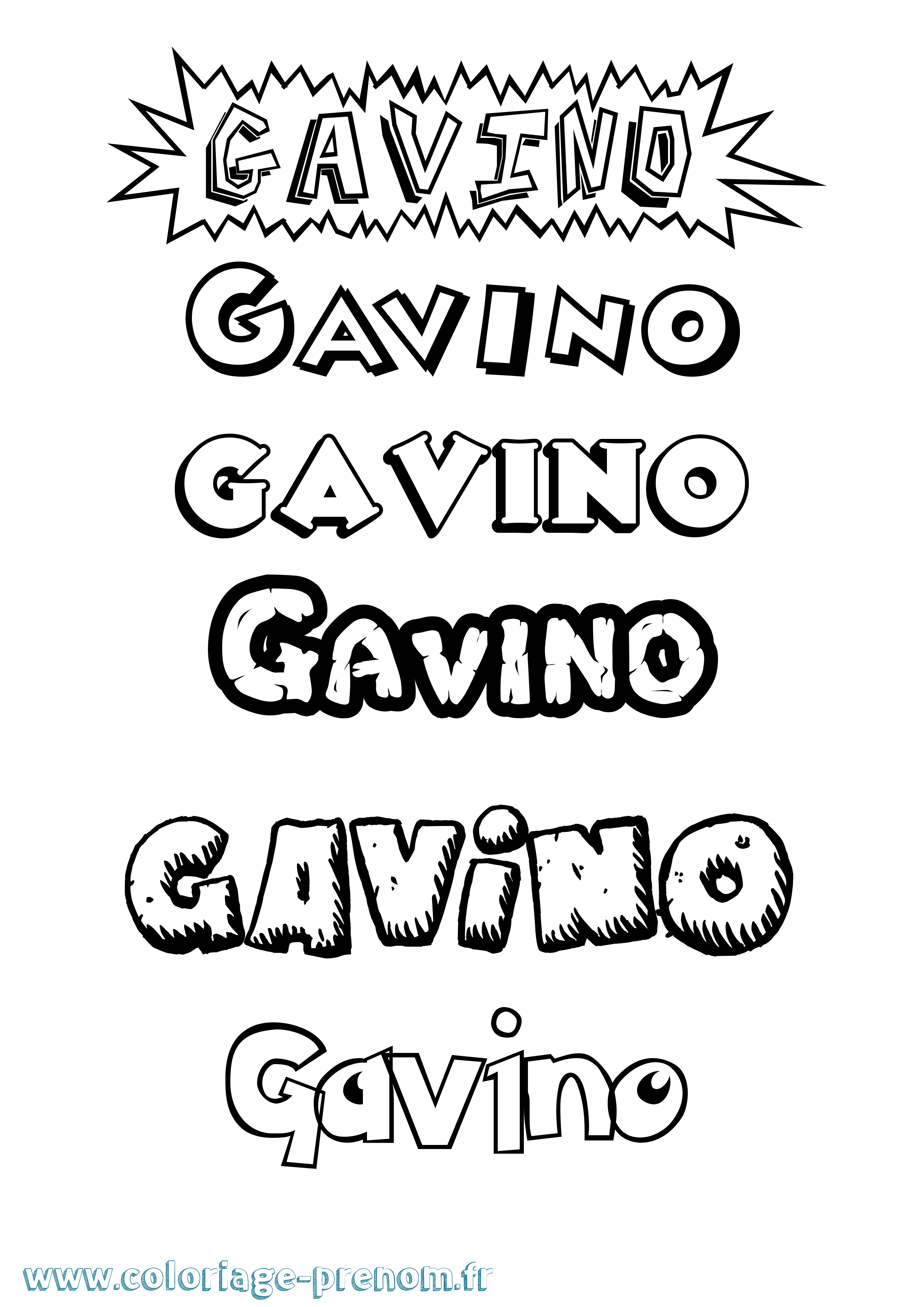 Coloriage prénom Gavino Dessin Animé