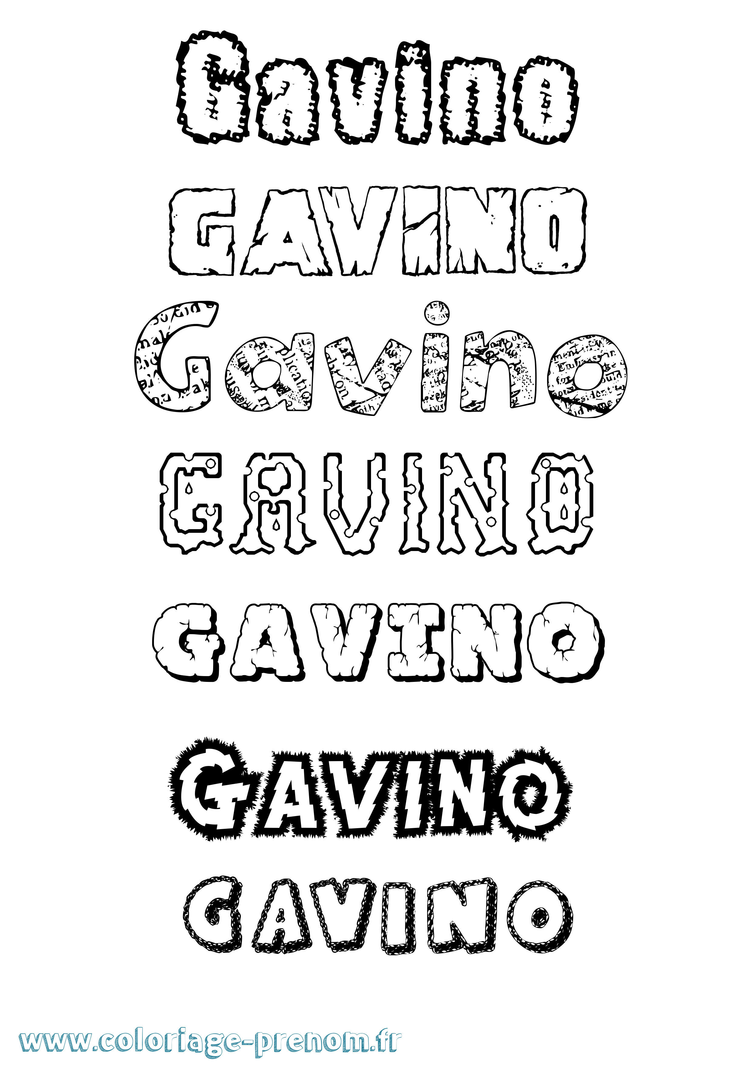 Coloriage prénom Gavino Destructuré