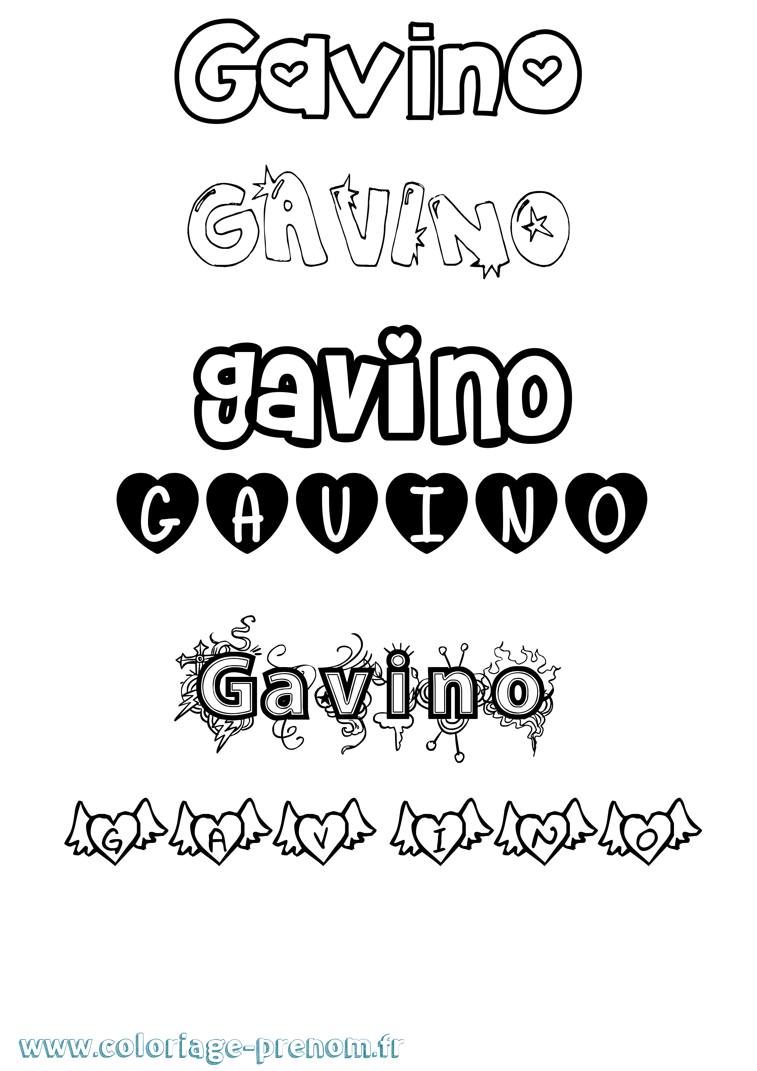 Coloriage prénom Gavino Girly