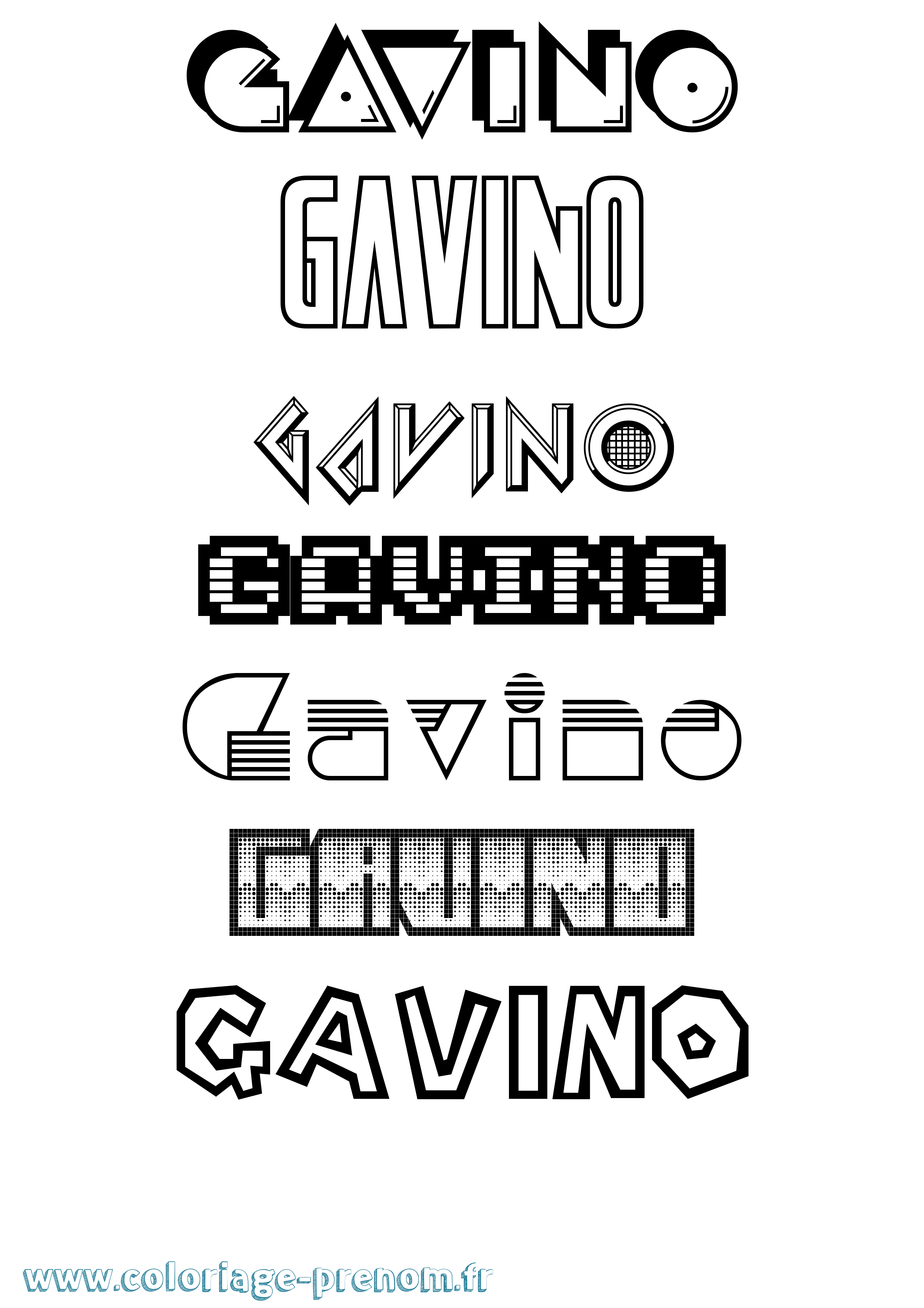 Coloriage prénom Gavino Jeux Vidéos