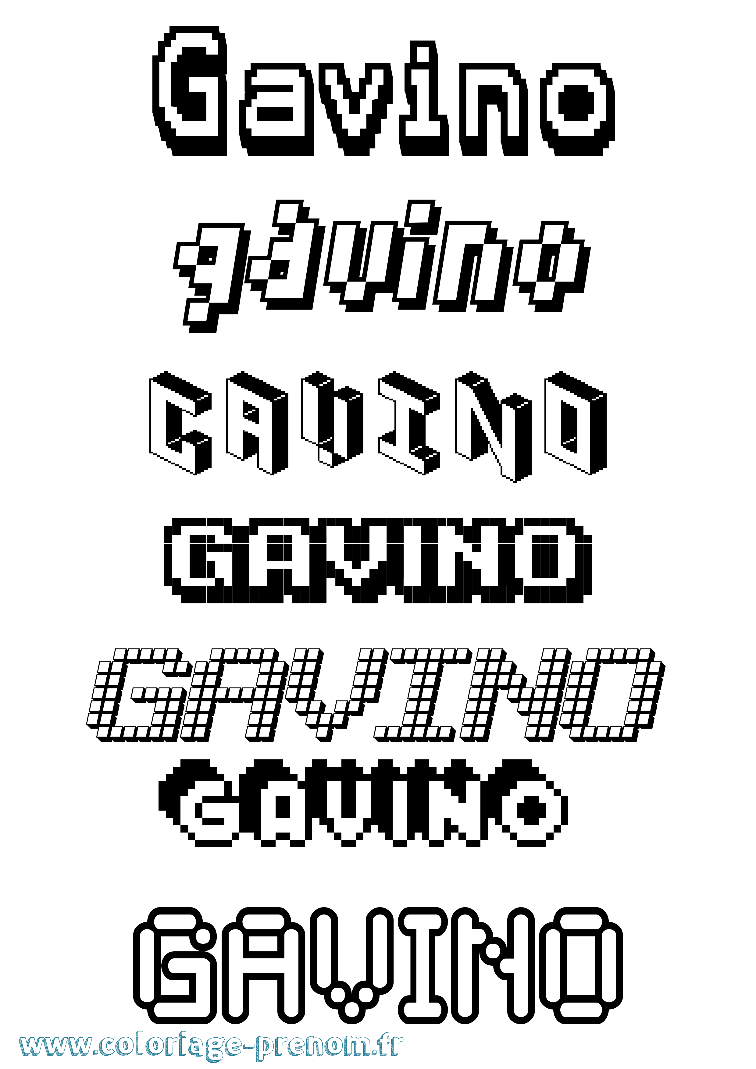 Coloriage prénom Gavino Pixel