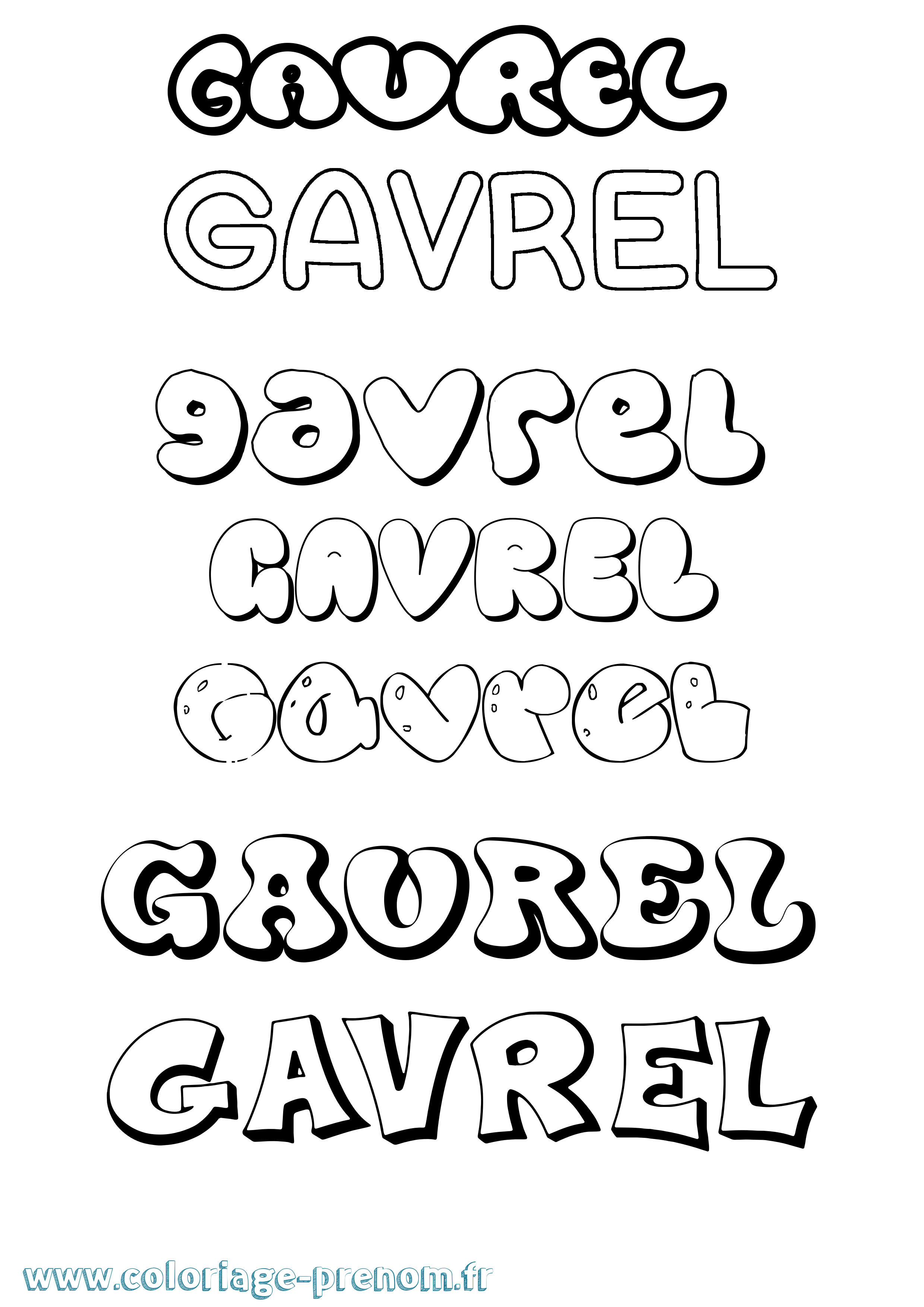 Coloriage prénom Gavrel Bubble