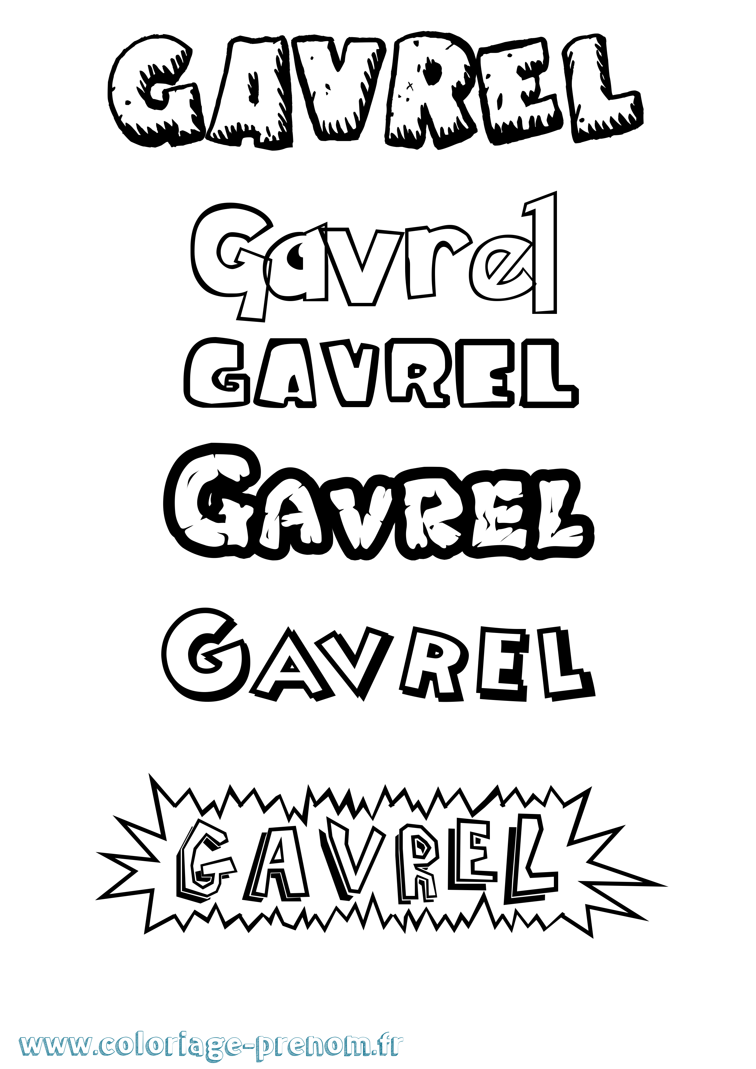 Coloriage prénom Gavrel Dessin Animé