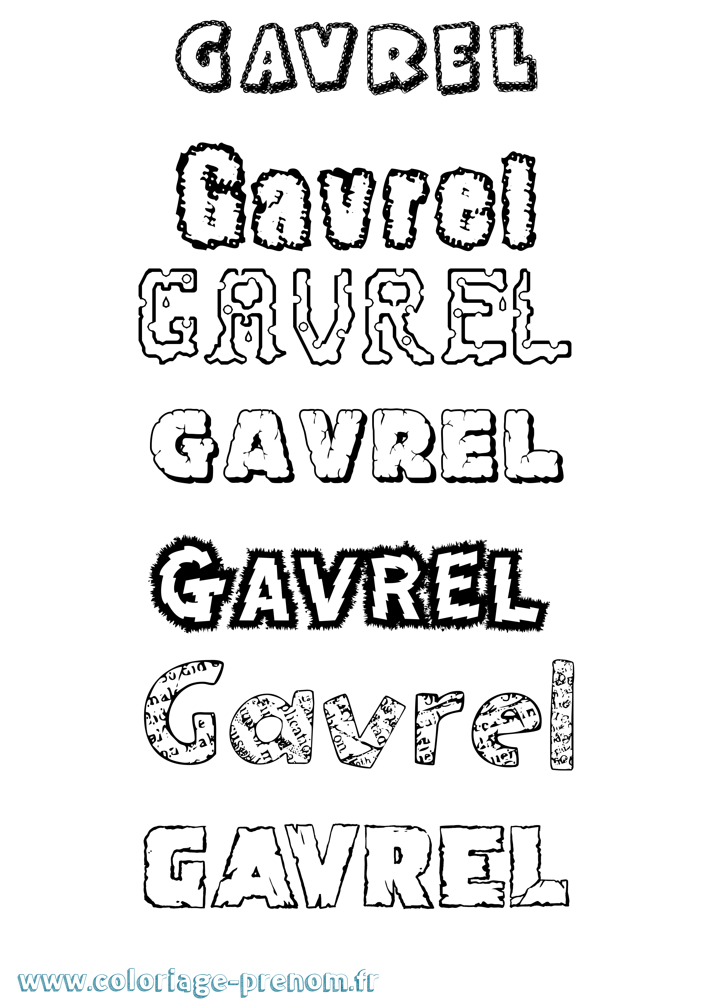 Coloriage Gavrel Destructuré Coloriage prénom Gavrel Destructuré