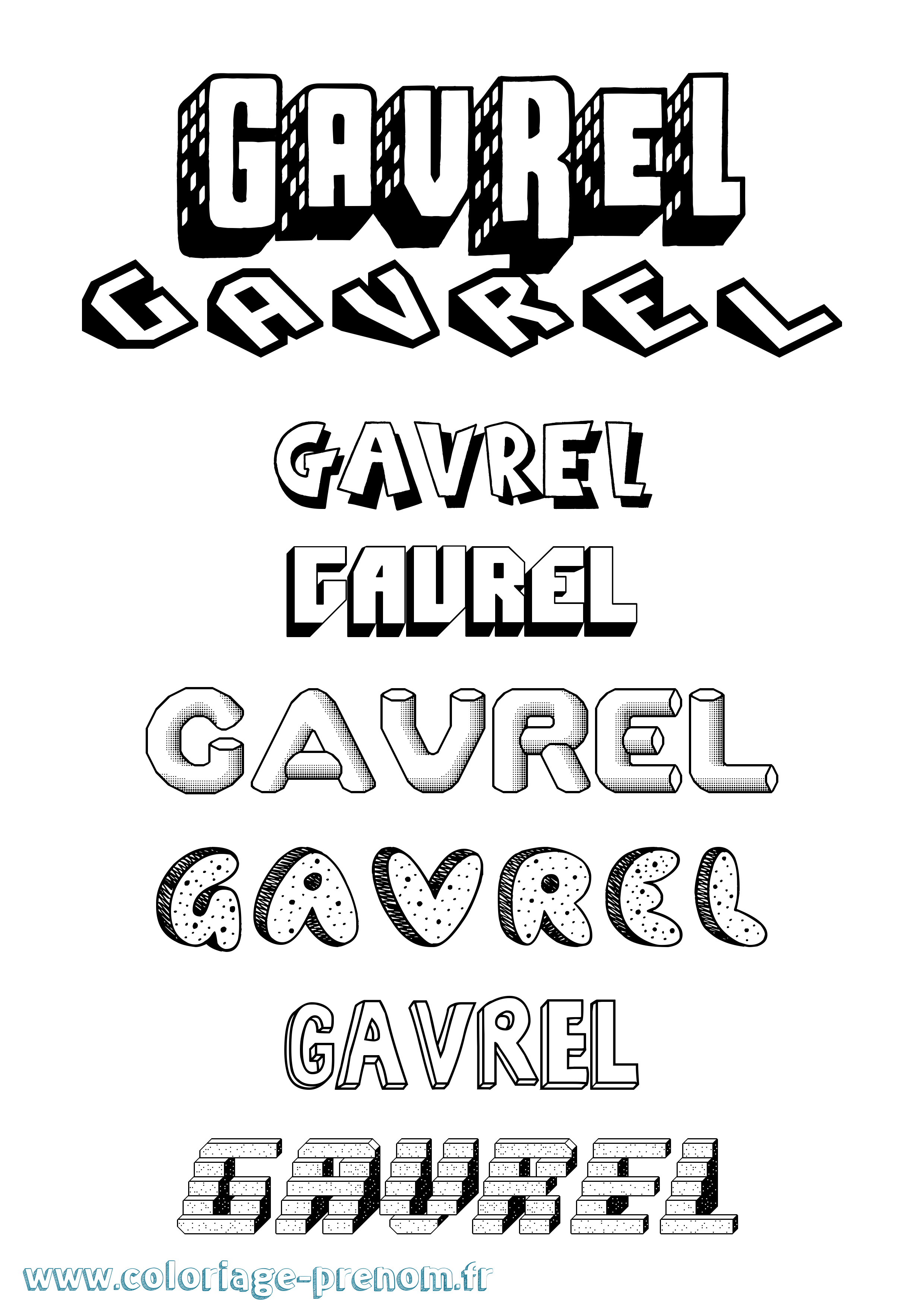 Coloriage prénom Gavrel Effet 3D