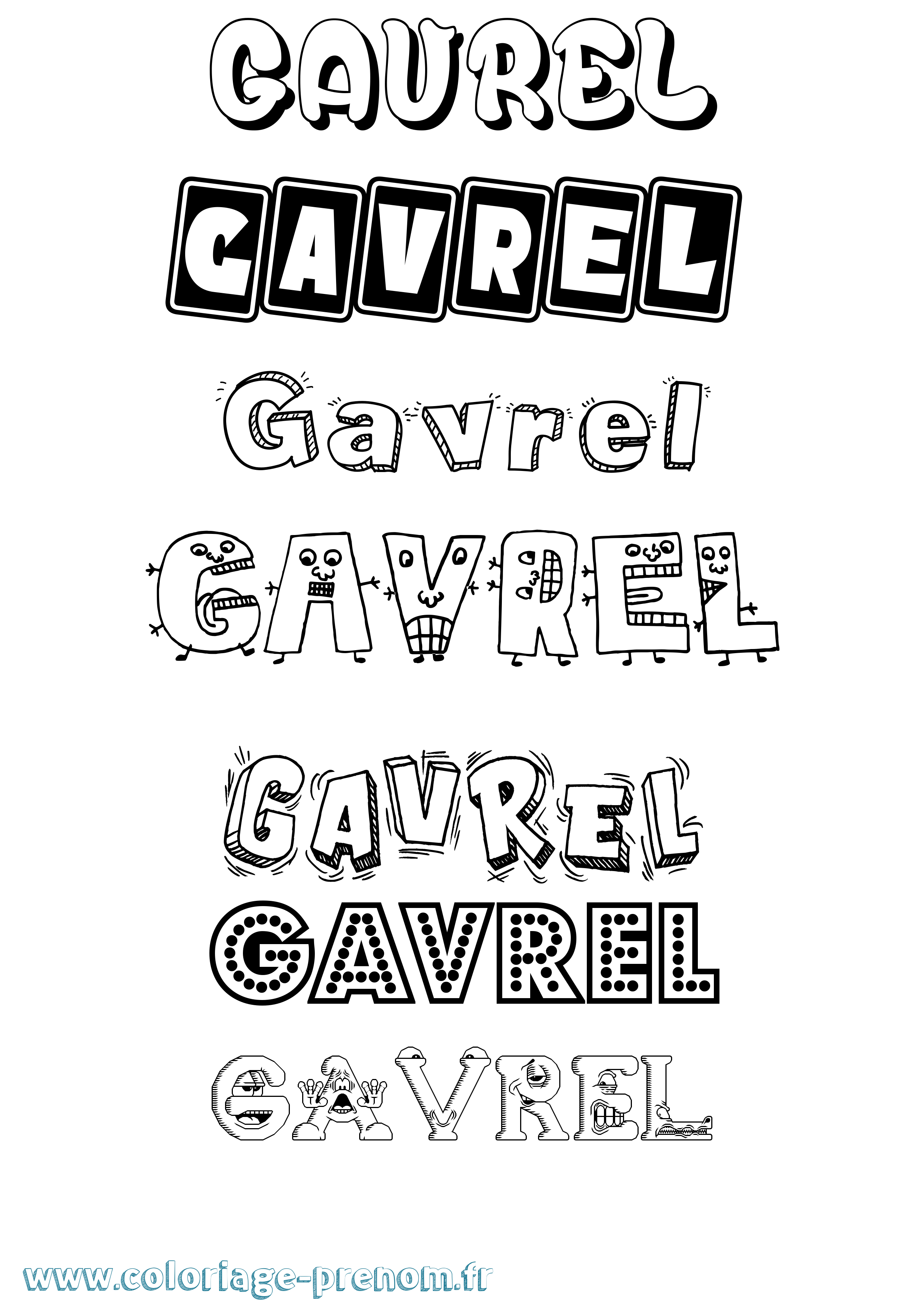 Coloriage prénom Gavrel Fun