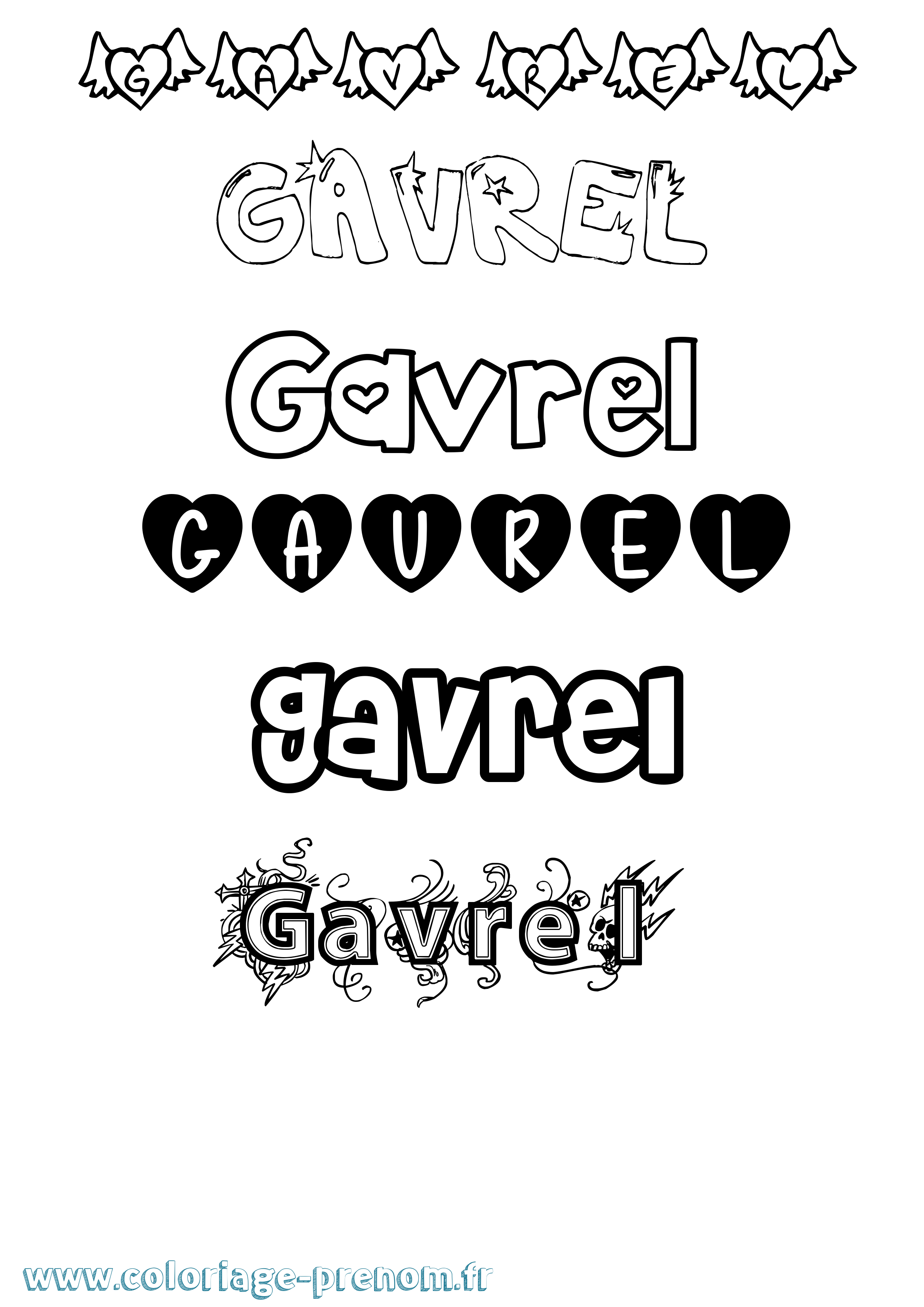Coloriage Gavrel Girly Coloriage prénom Gavrel Girly
