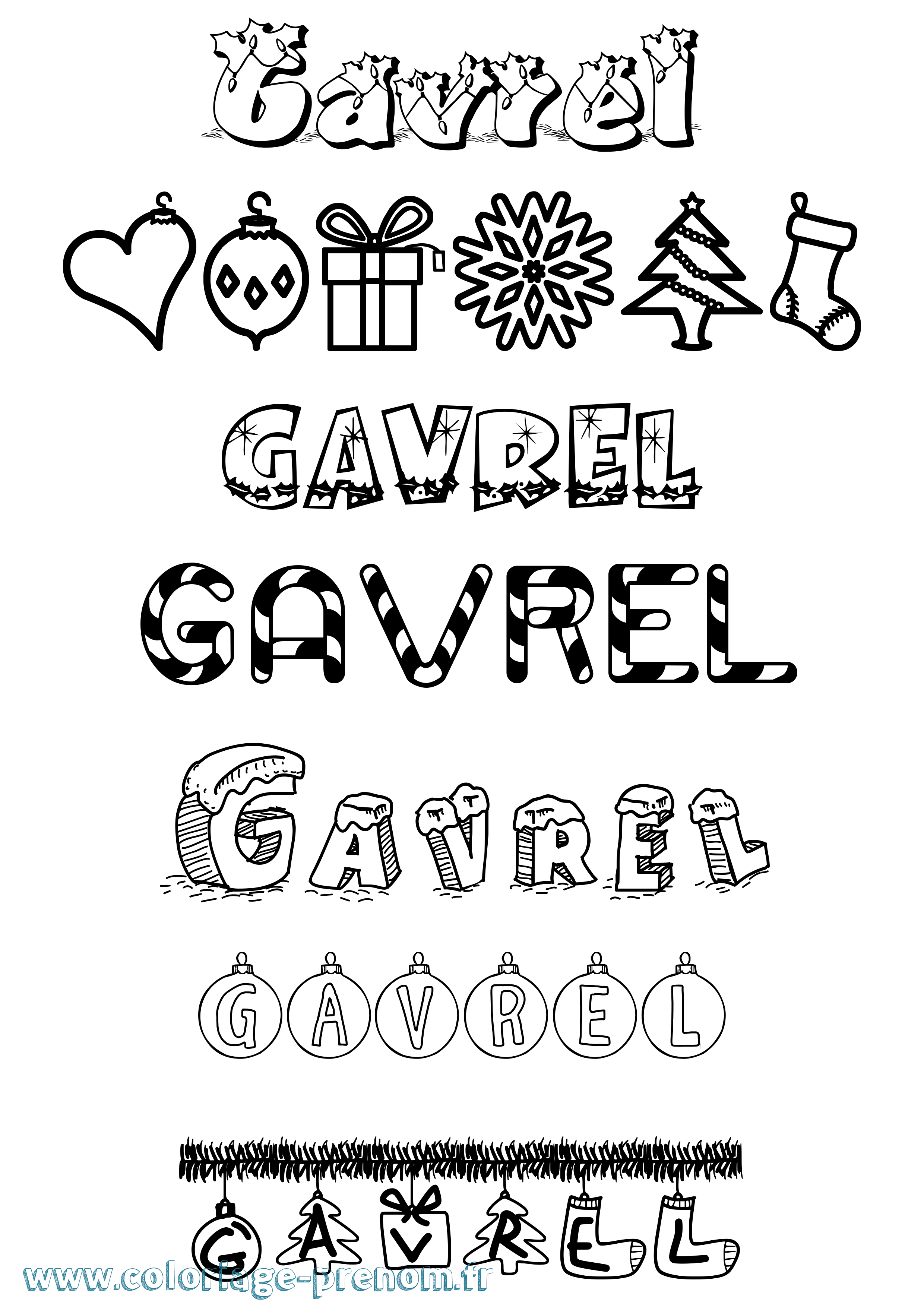 Coloriage Gavrel Noël Coloriage prénom Gavrel Noël