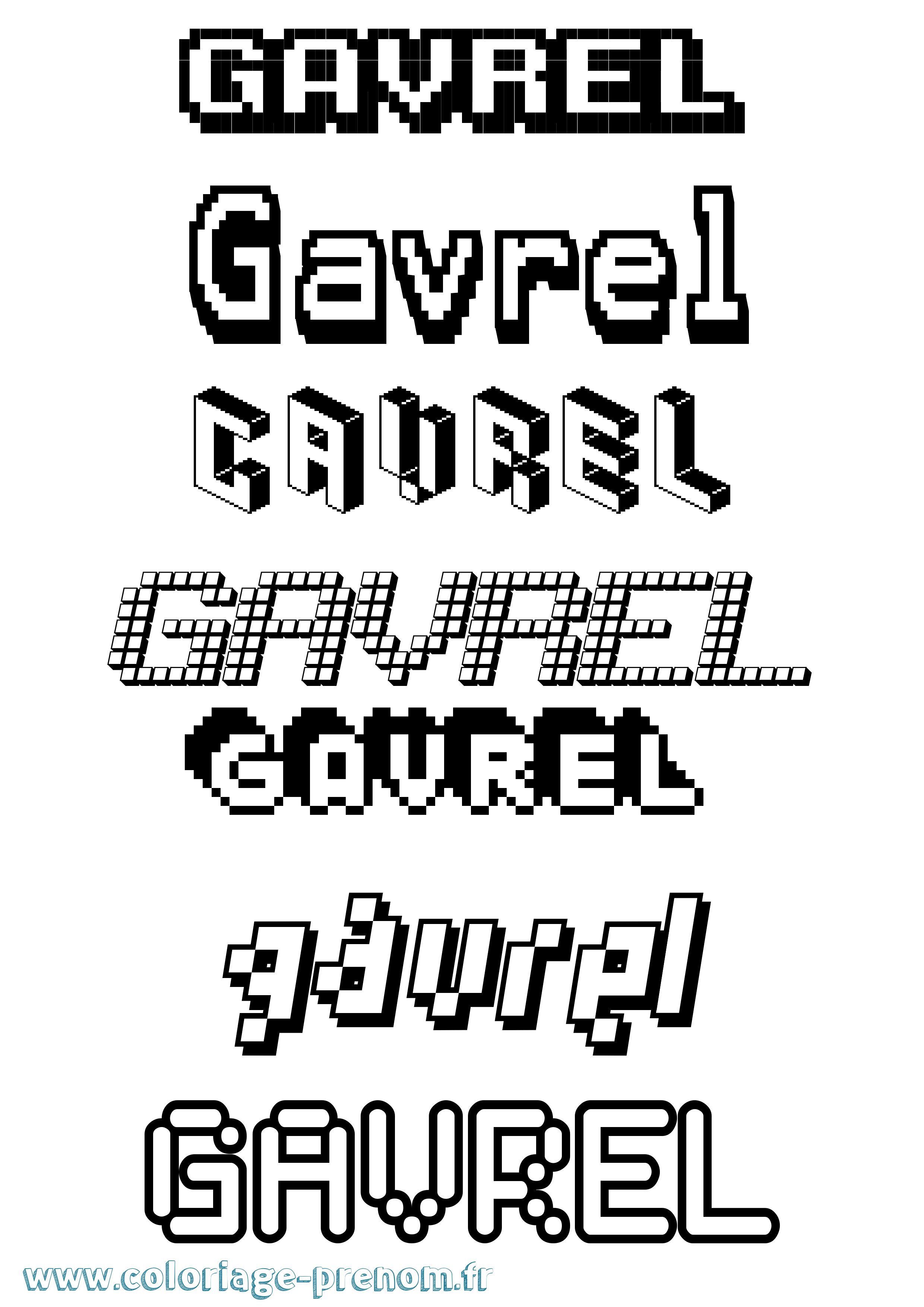 Coloriage prénom Gavrel Pixel