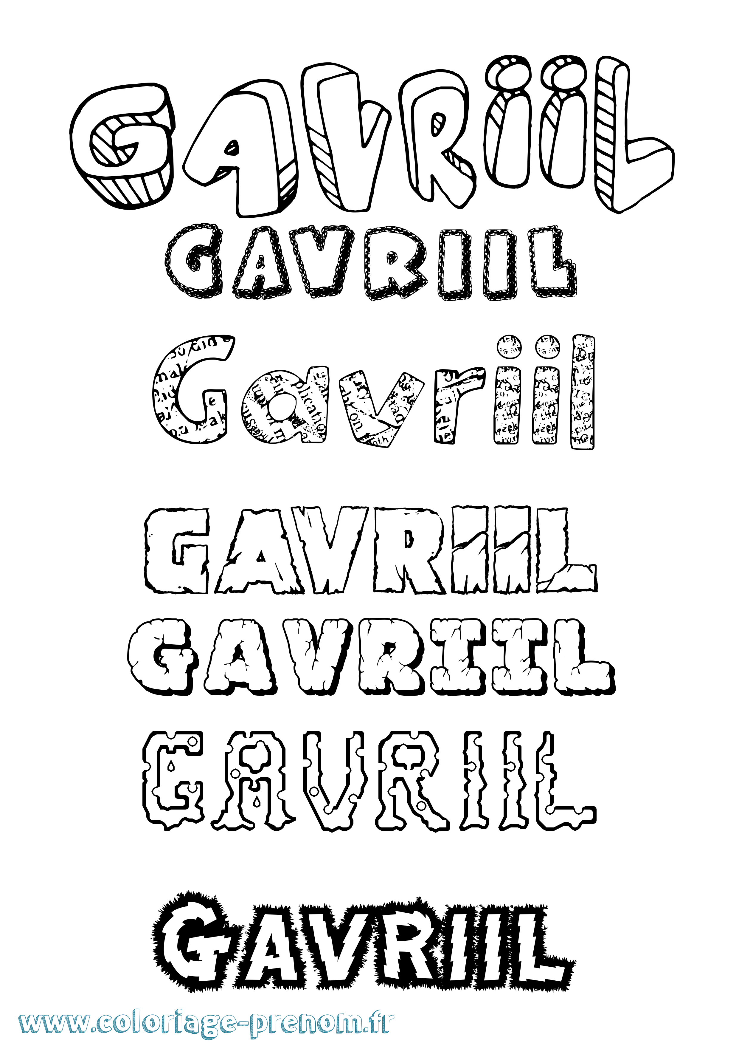 Coloriage prénom Gavriil Destructuré