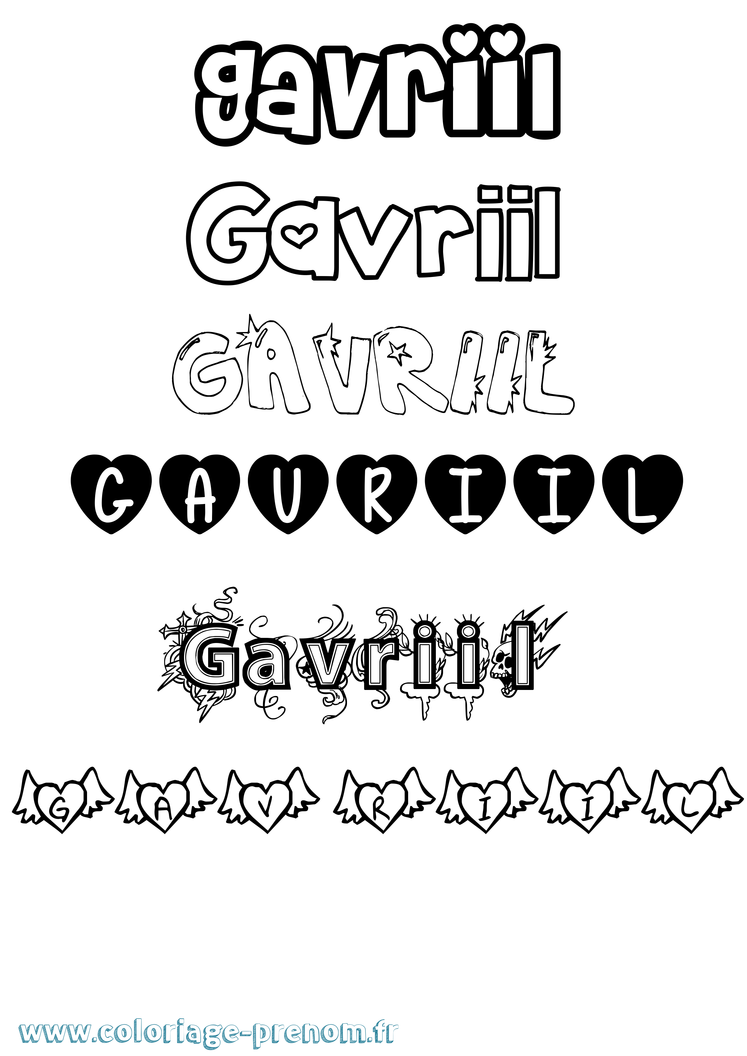 Coloriage prénom Gavriil Girly