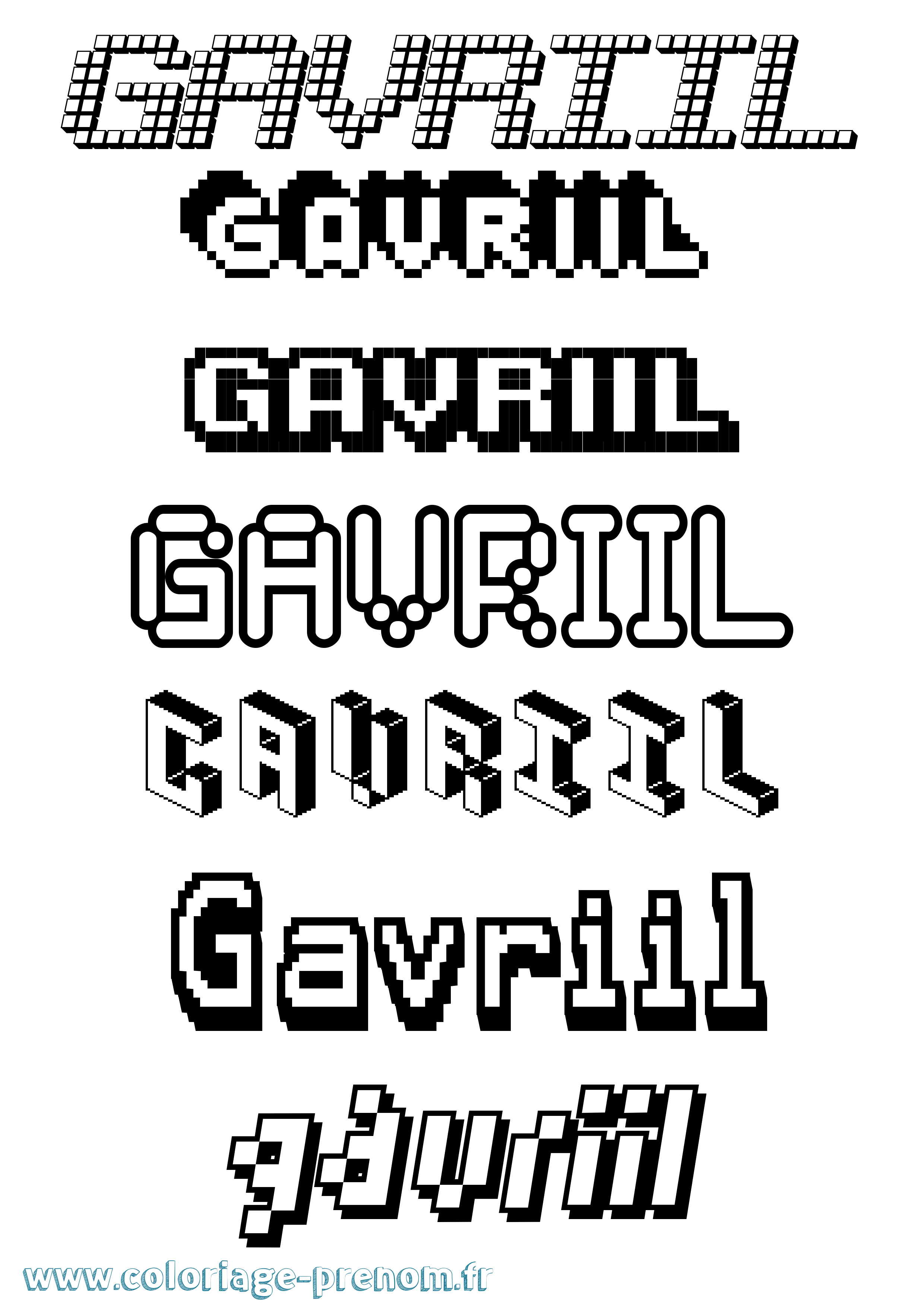 Coloriage prénom Gavriil Pixel