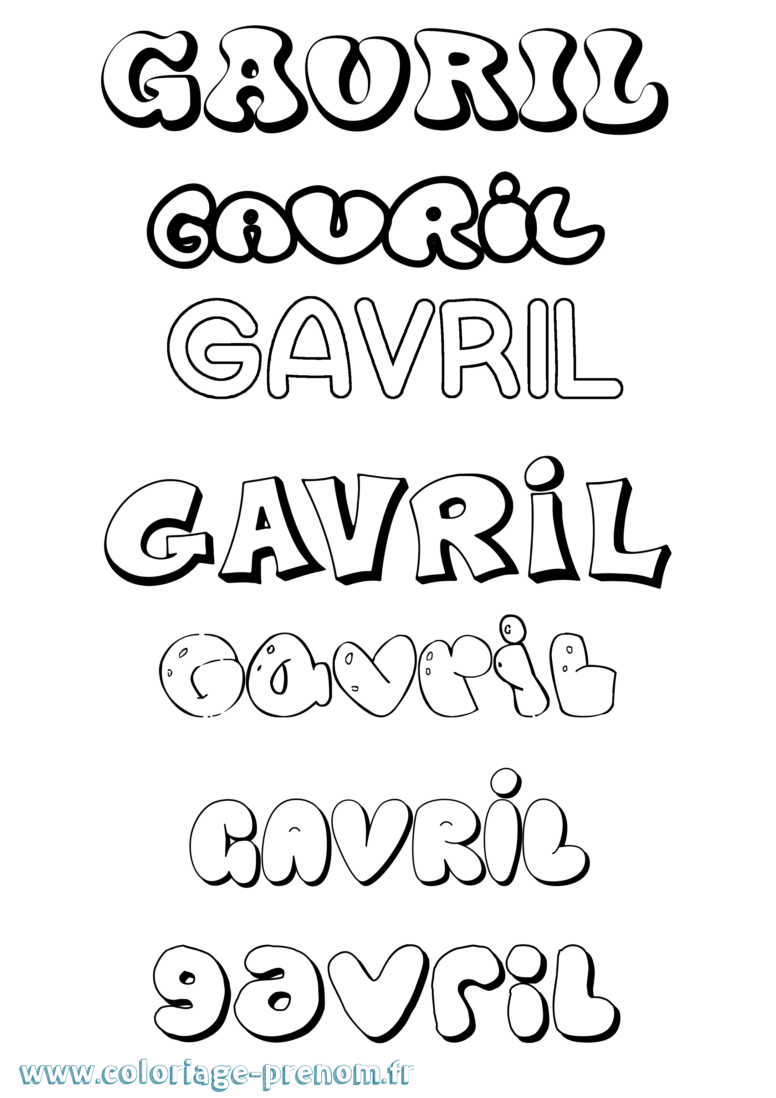 Coloriage prénom Gavril Bubble