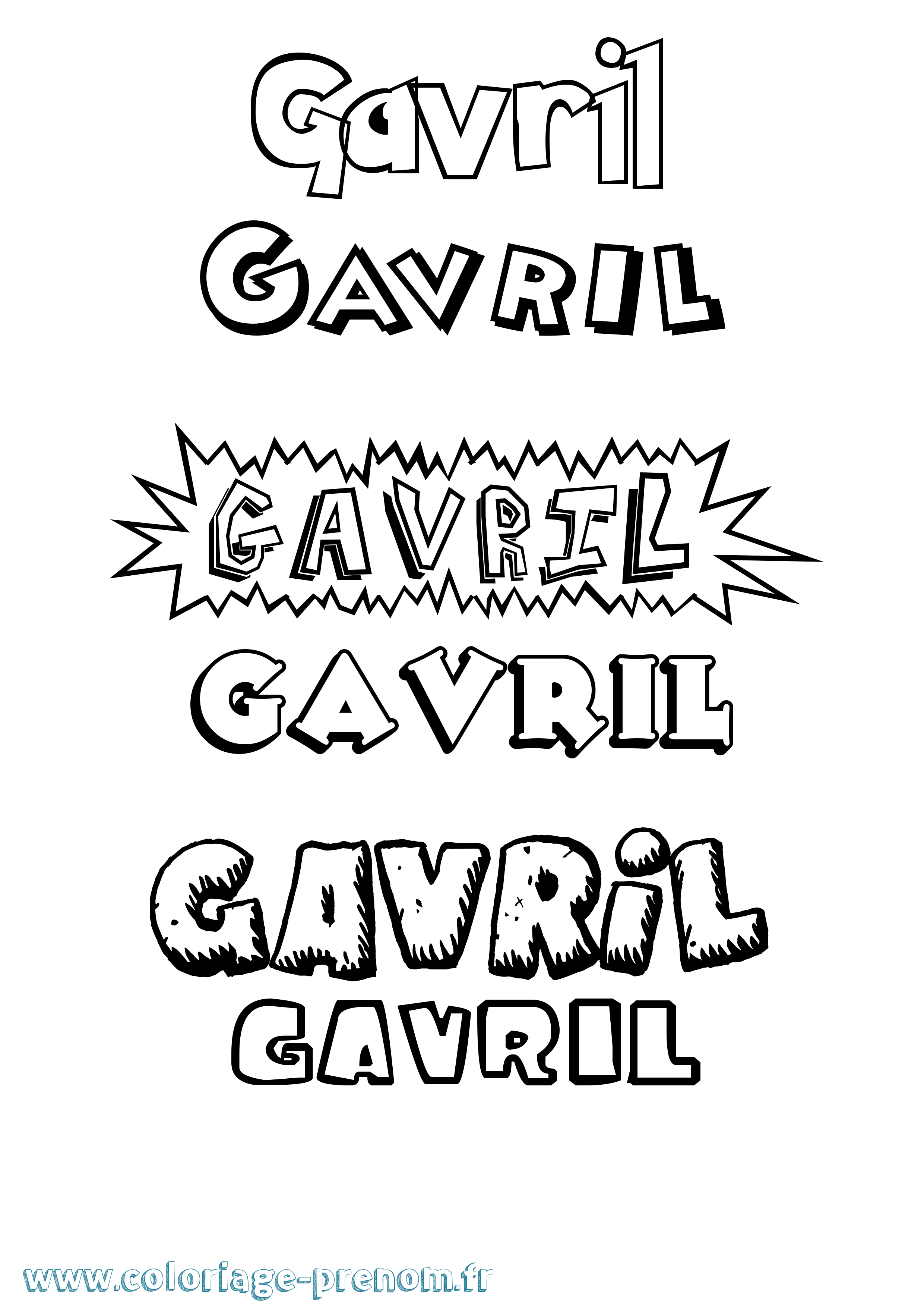 Coloriage prénom Gavril Dessin Animé