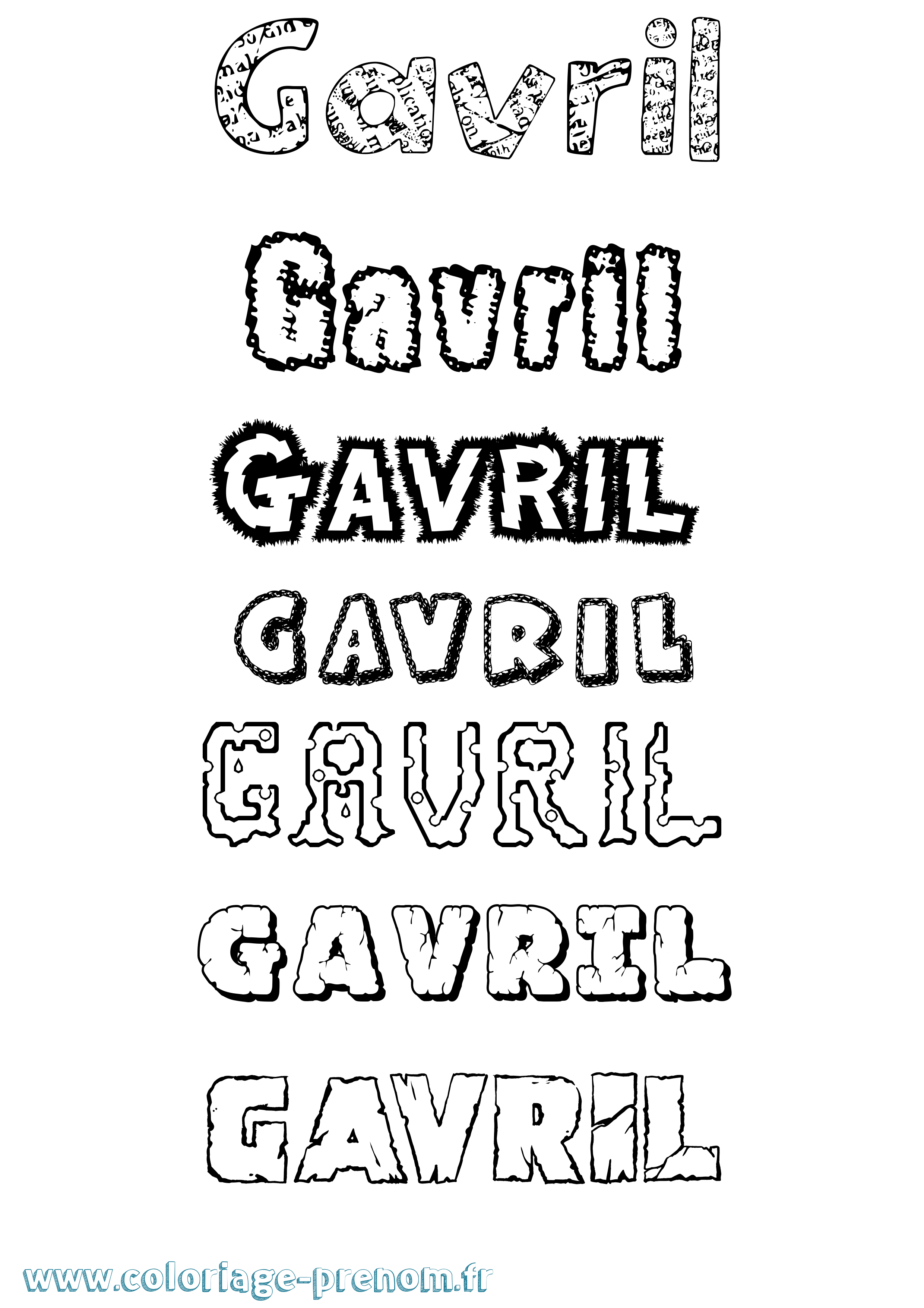 Coloriage prénom Gavril Destructuré
