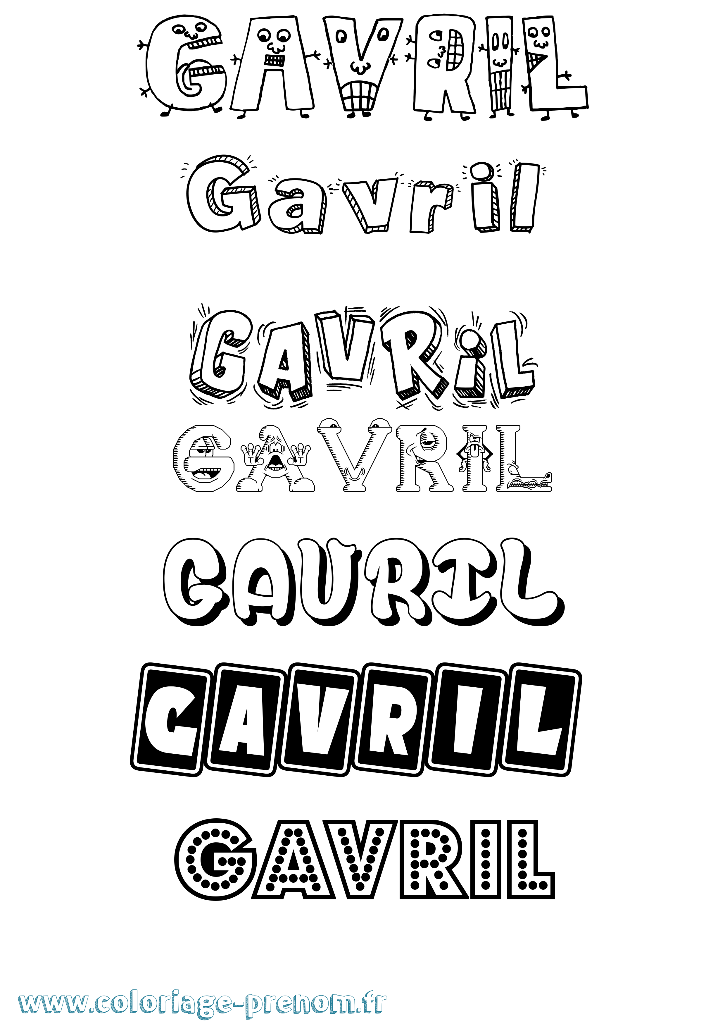 Coloriage prénom Gavril Fun