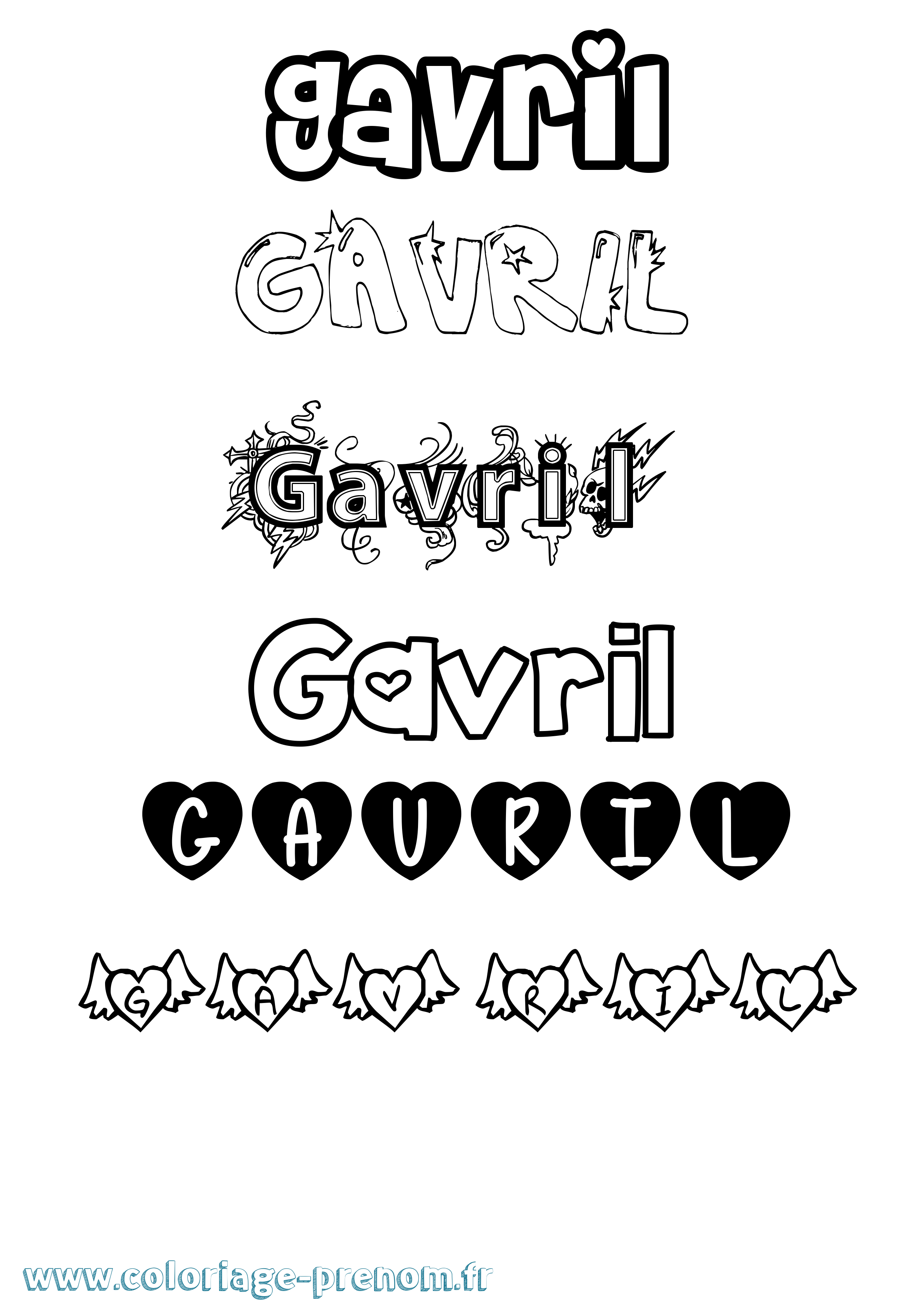 Coloriage prénom Gavril Girly