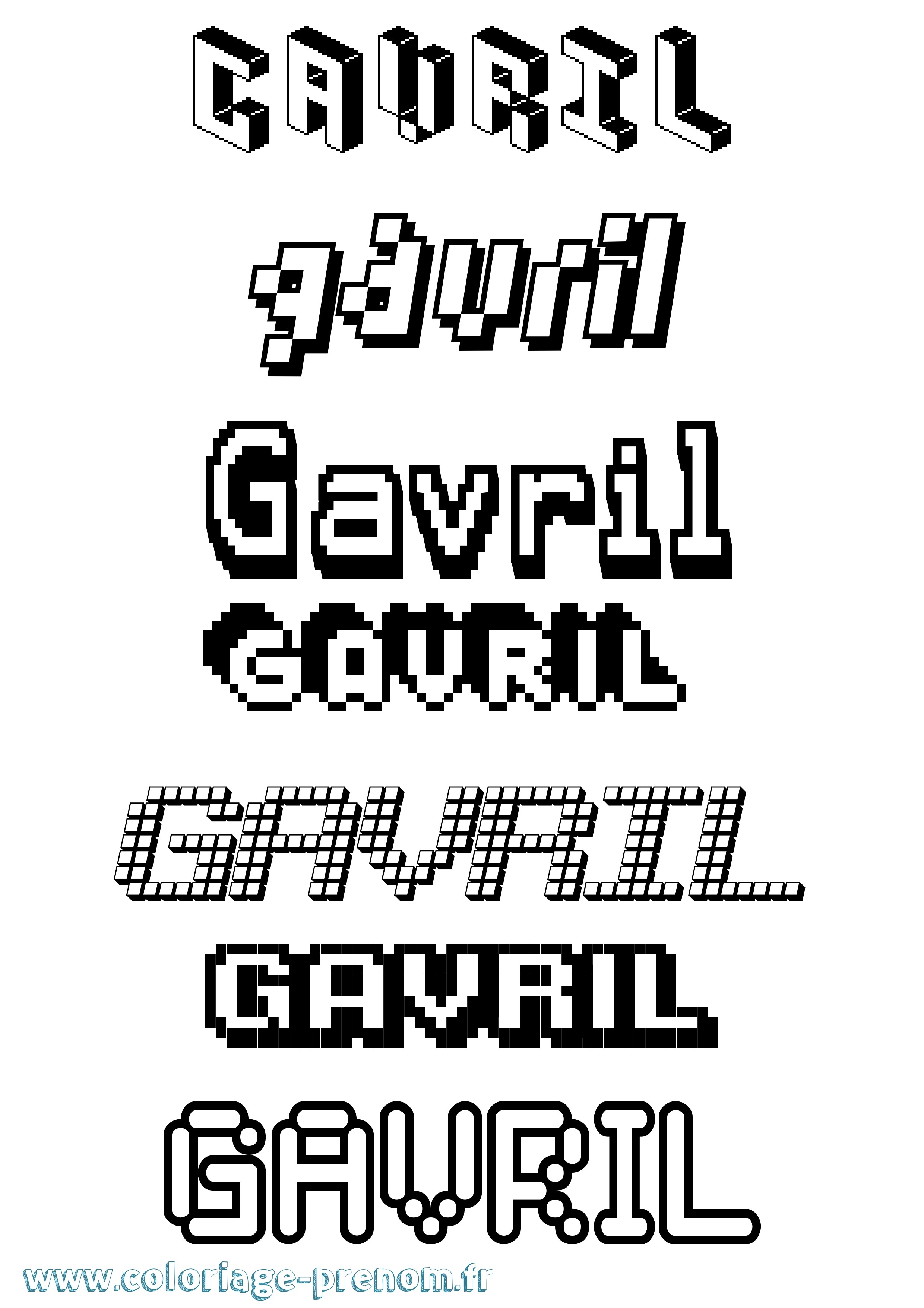 Coloriage prénom Gavril Pixel