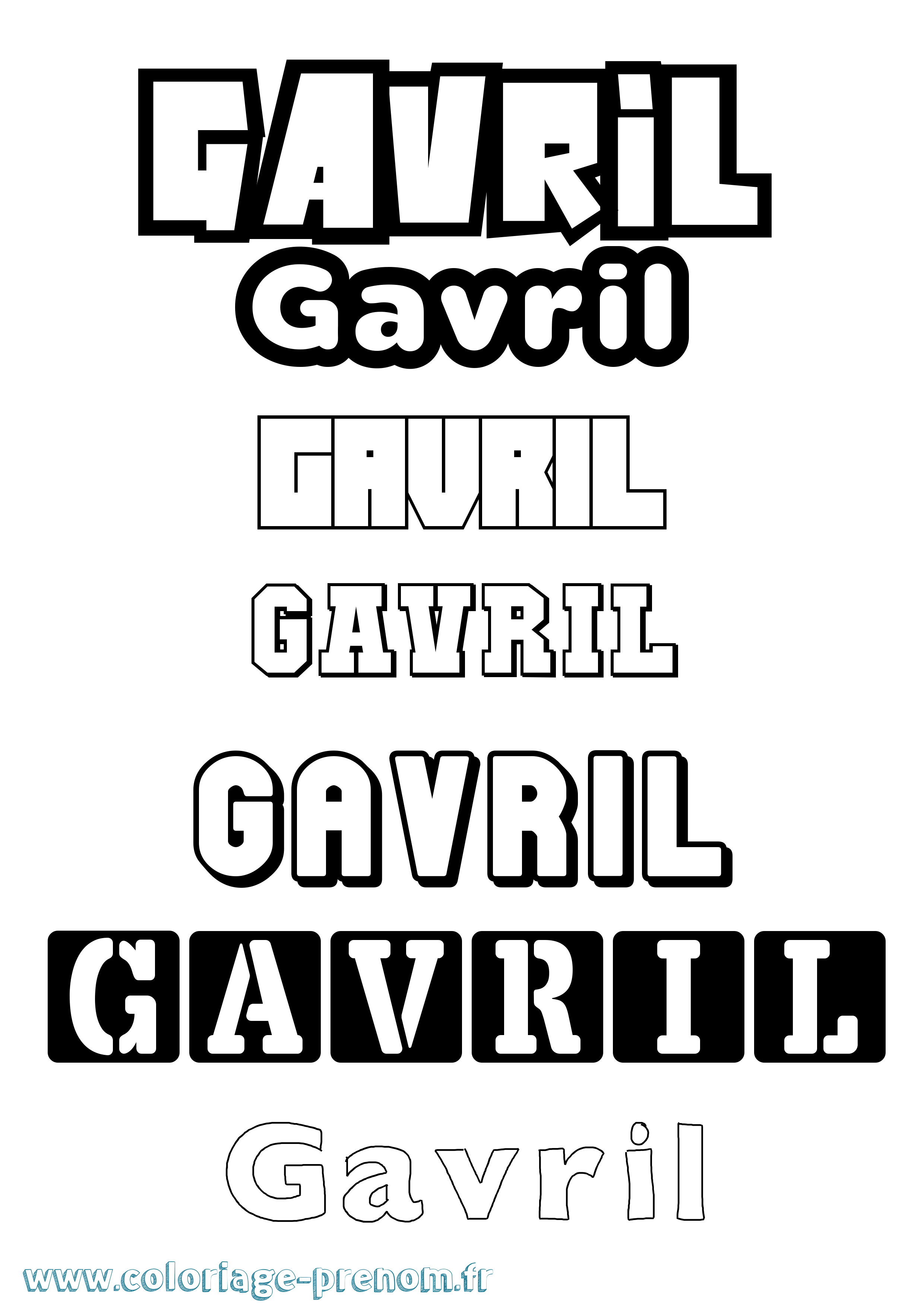 Coloriage prénom Gavril Simple