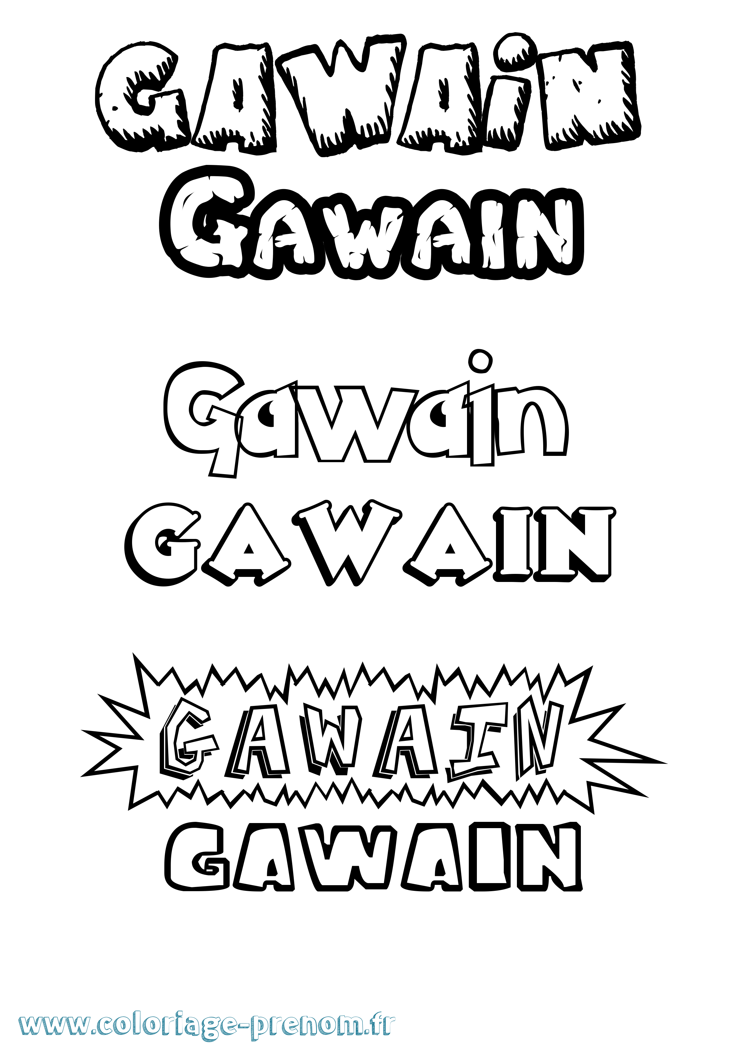 Coloriage prénom Gawain Dessin Animé