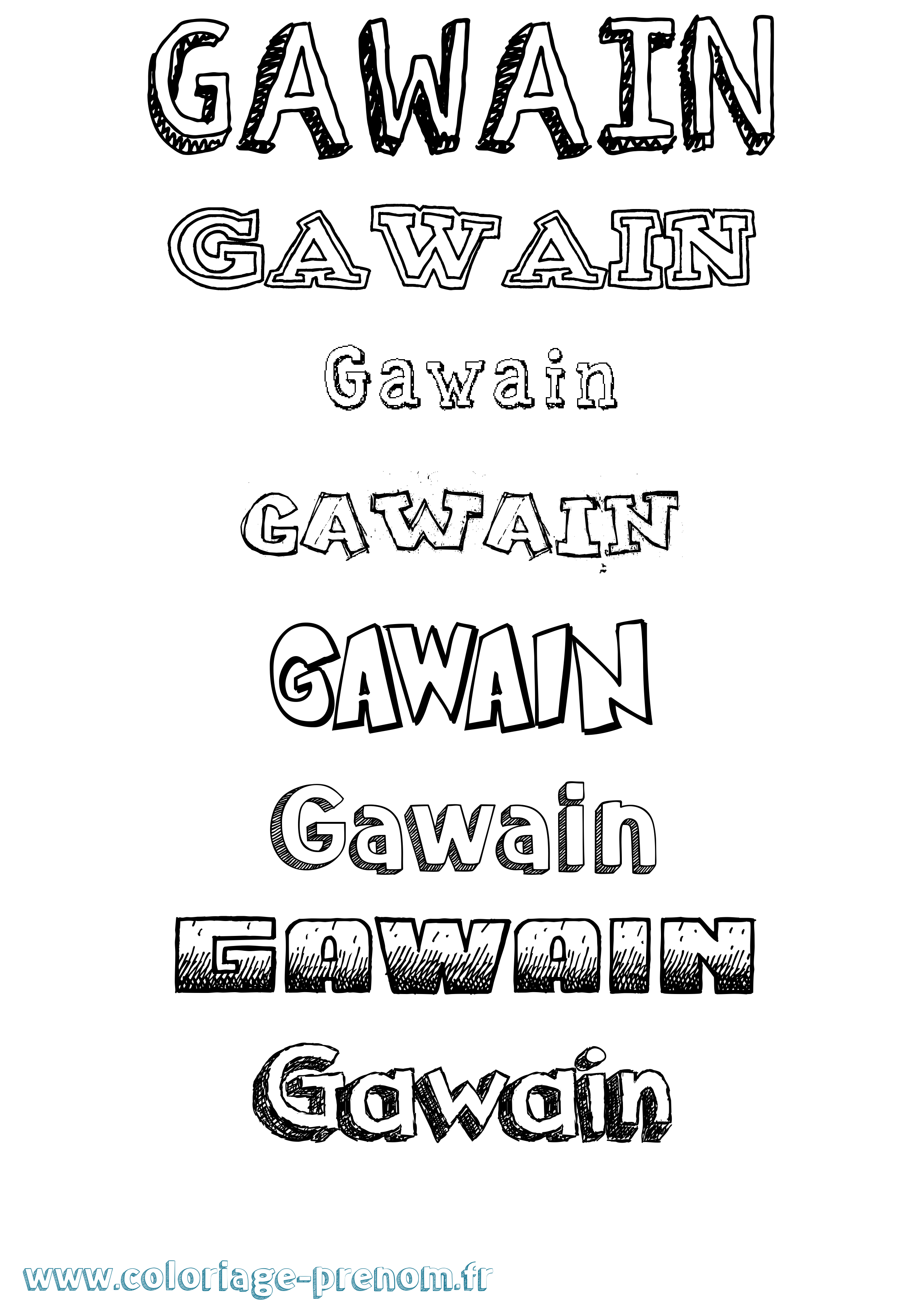 Coloriage prénom Gawain Dessiné