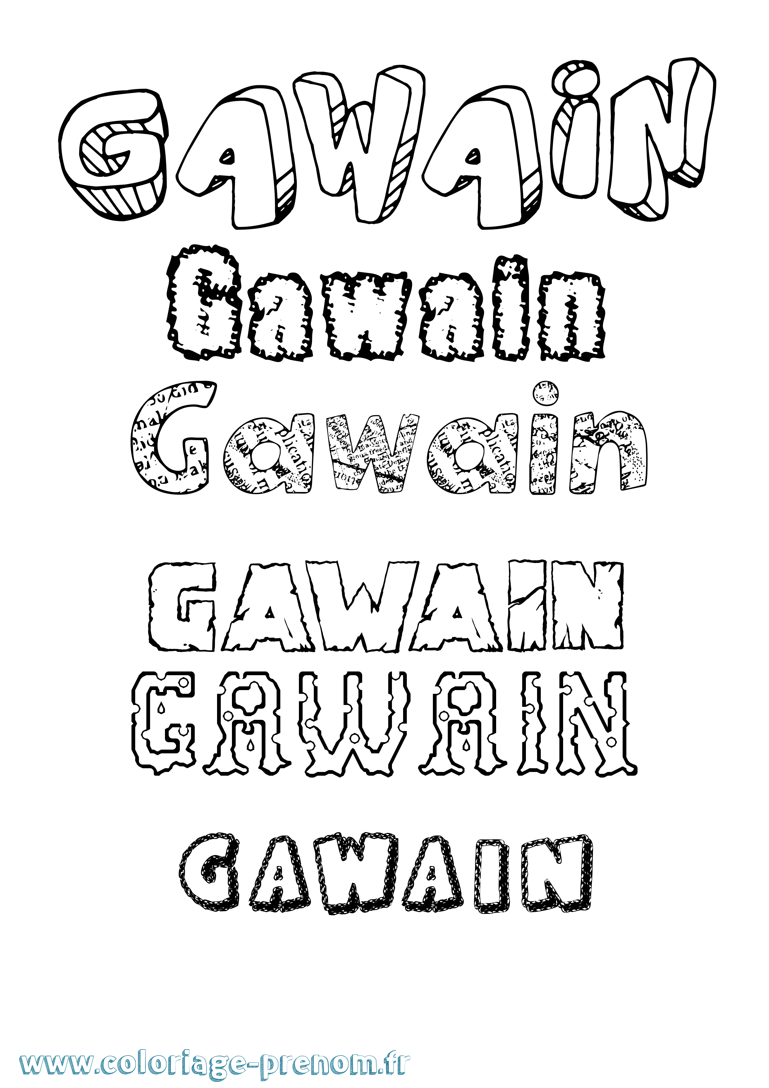 Coloriage prénom Gawain Destructuré