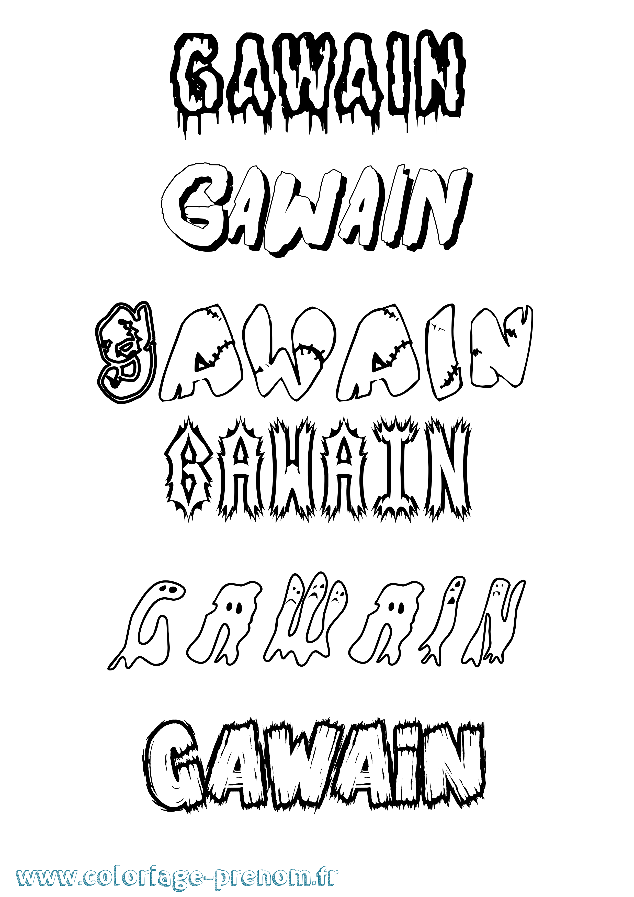 Coloriage prénom Gawain Frisson