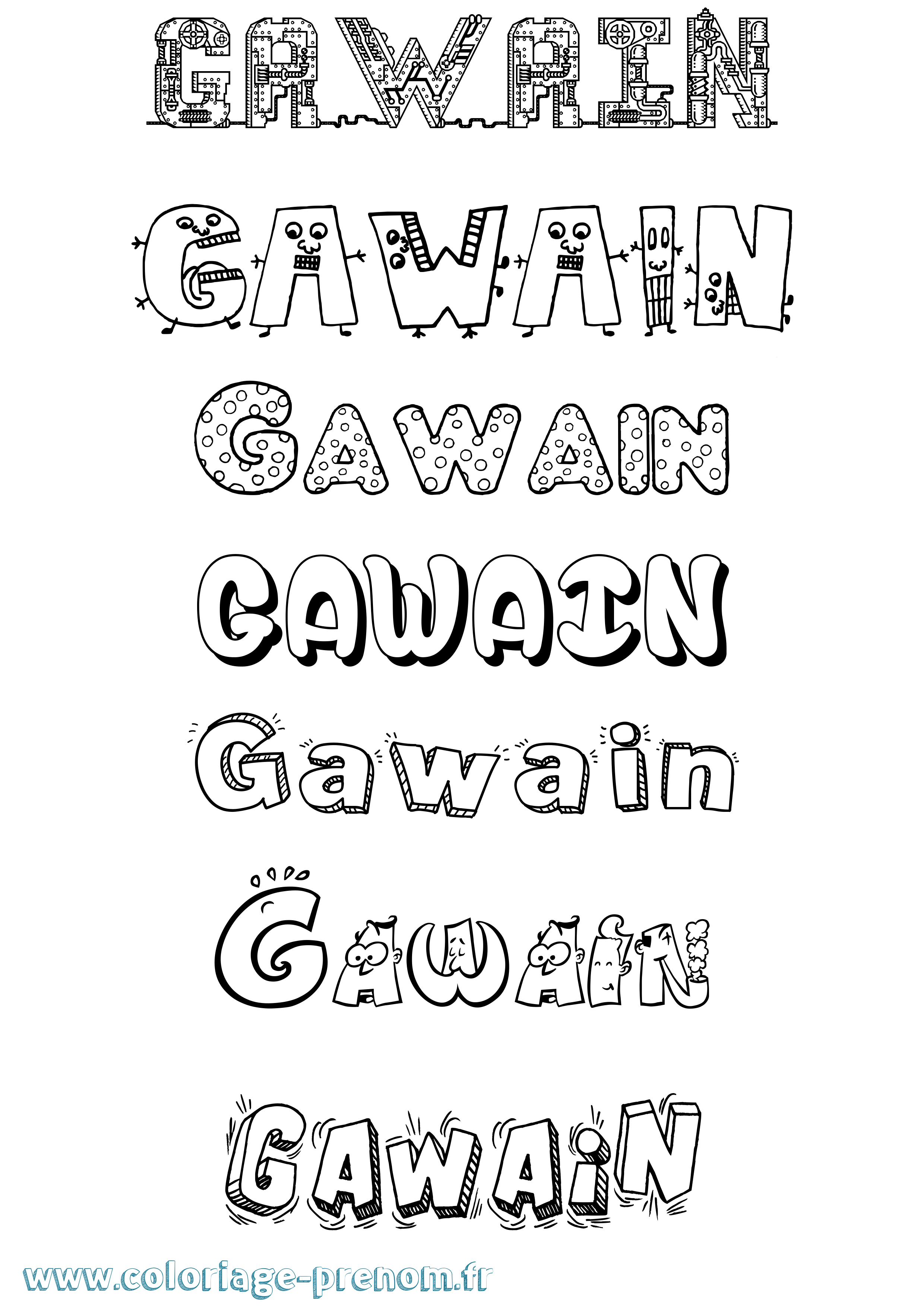 Coloriage prénom Gawain Fun