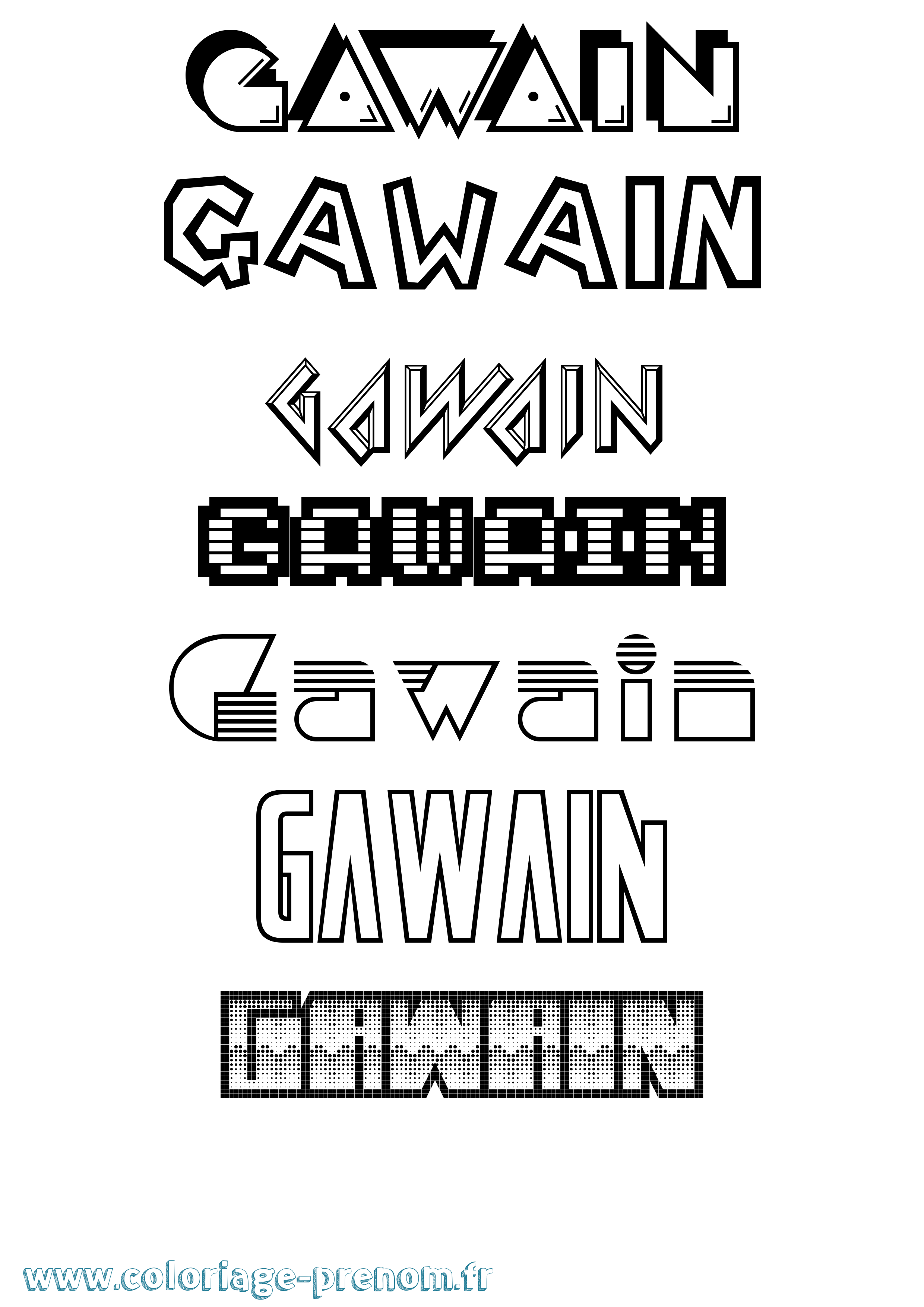 Coloriage prénom Gawain Jeux Vidéos