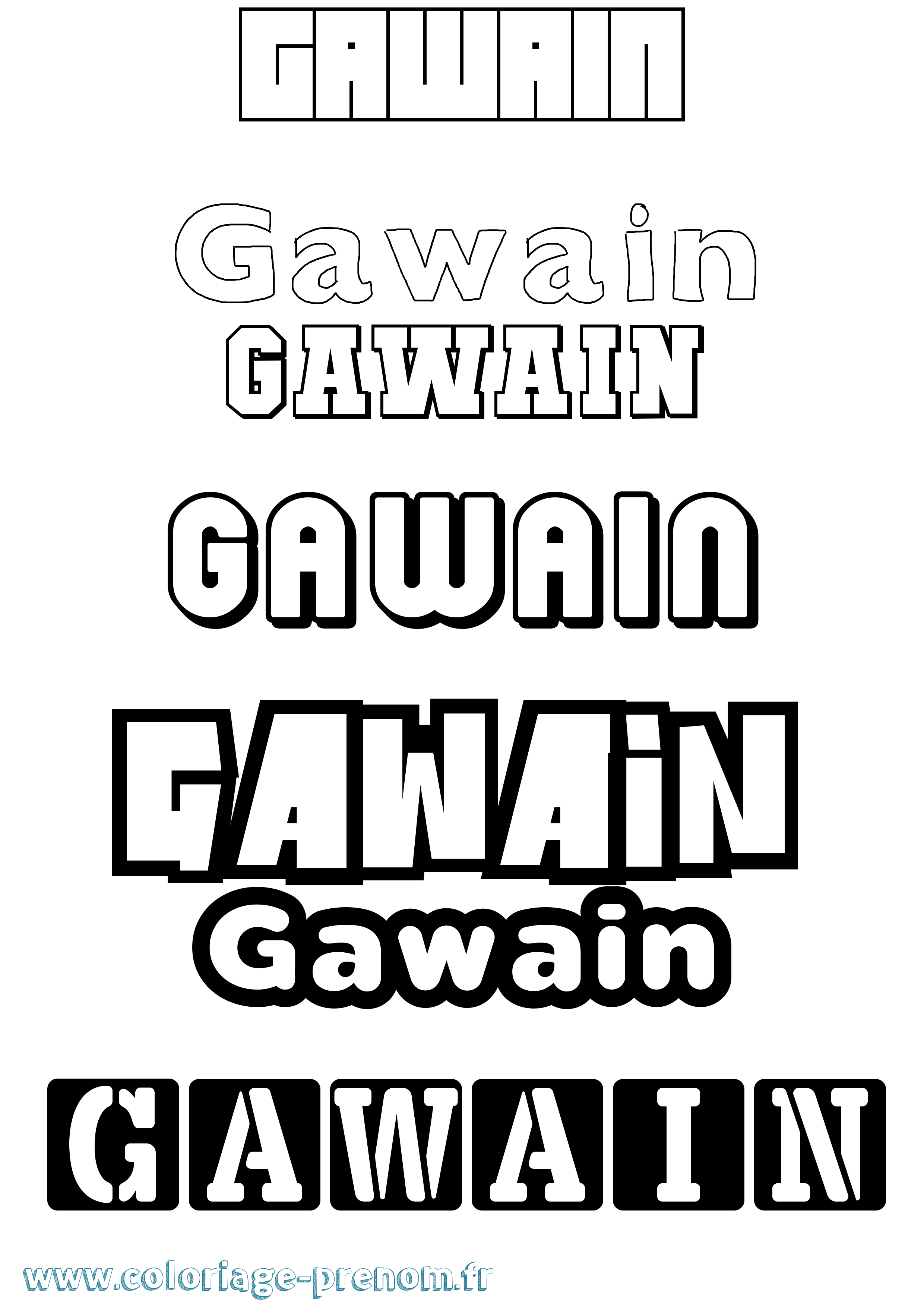 Coloriage prénom Gawain Simple