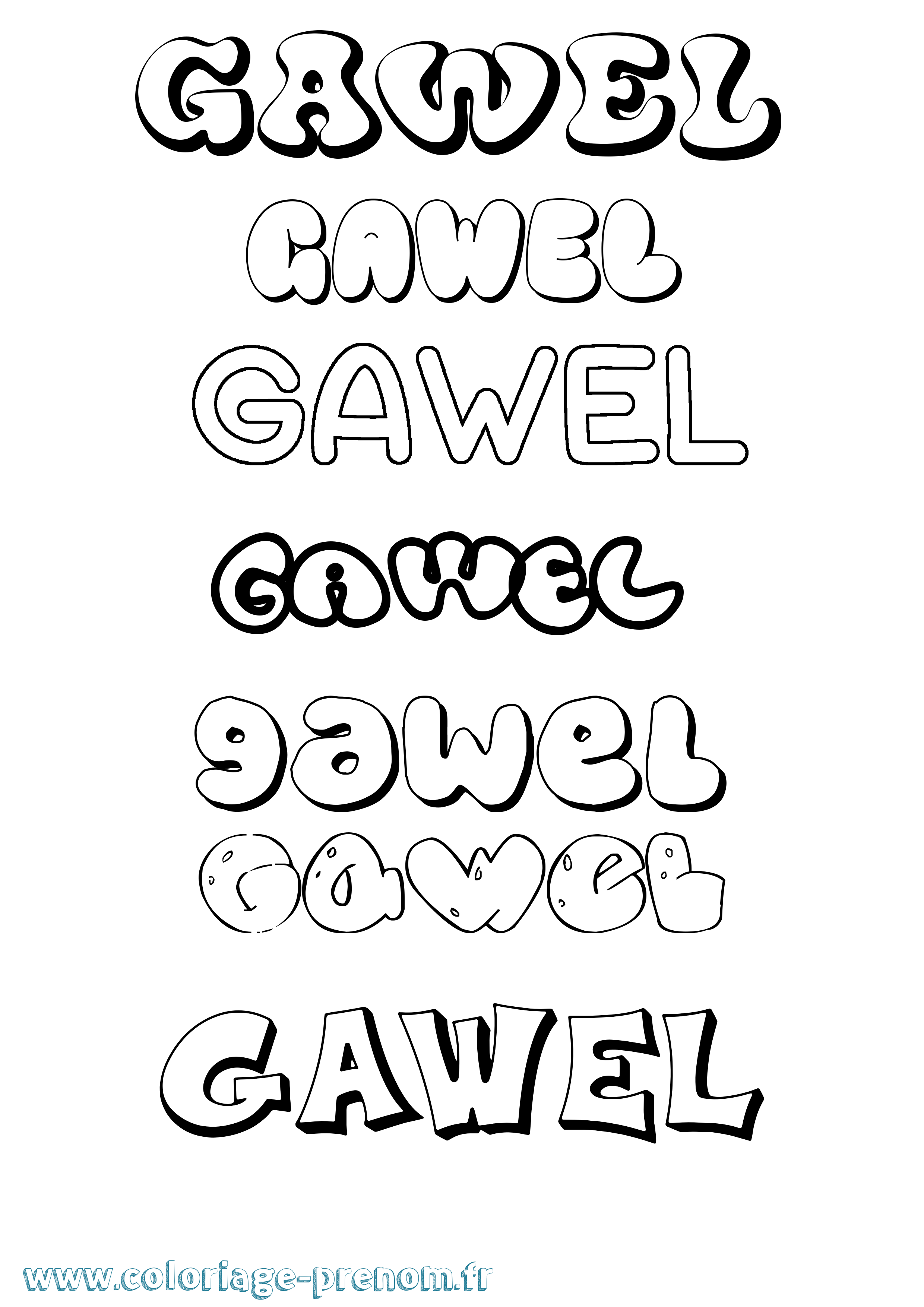Coloriage Gawel Bubble Coloriage prénom Gawel Bubble