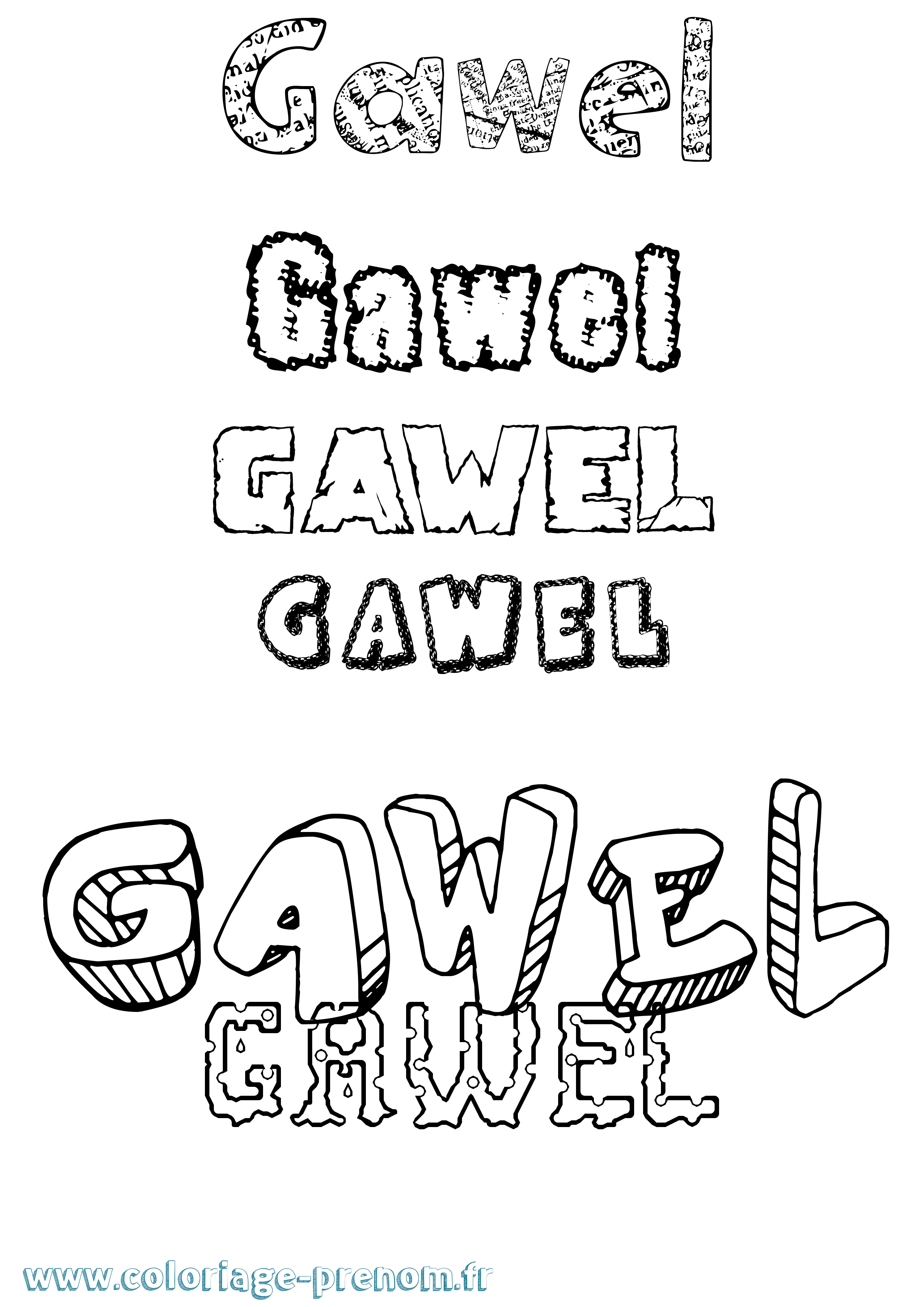 Coloriage Gawel Destructuré Coloriage prénom Gawel Destructuré