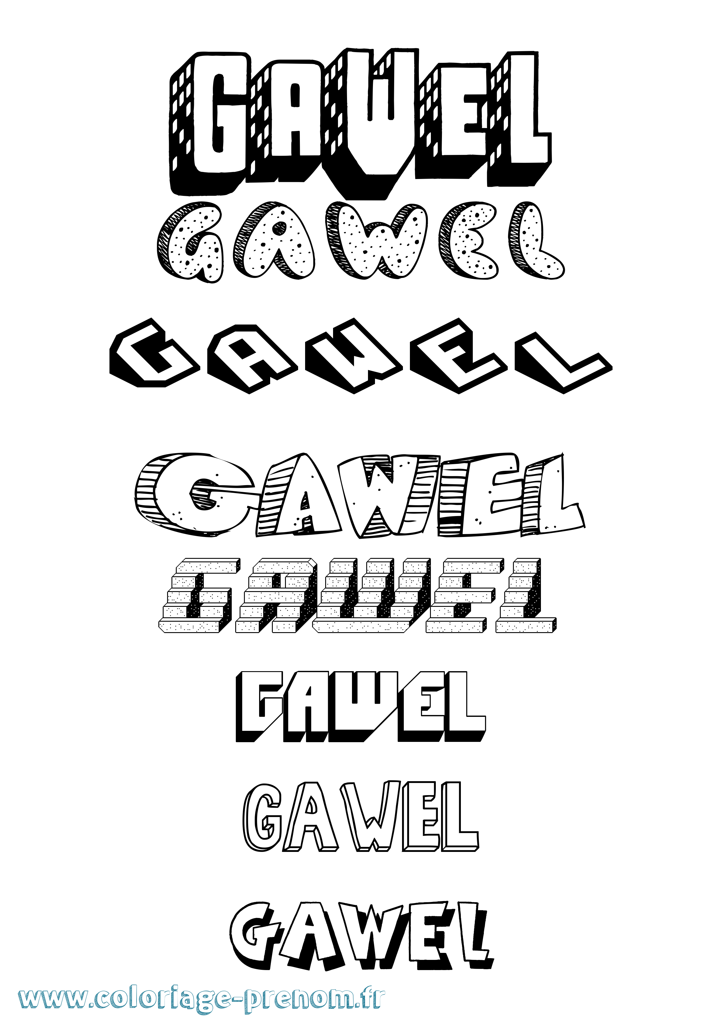 Coloriage Gawel Effet 3D Coloriage prénom Gawel Effet 3D