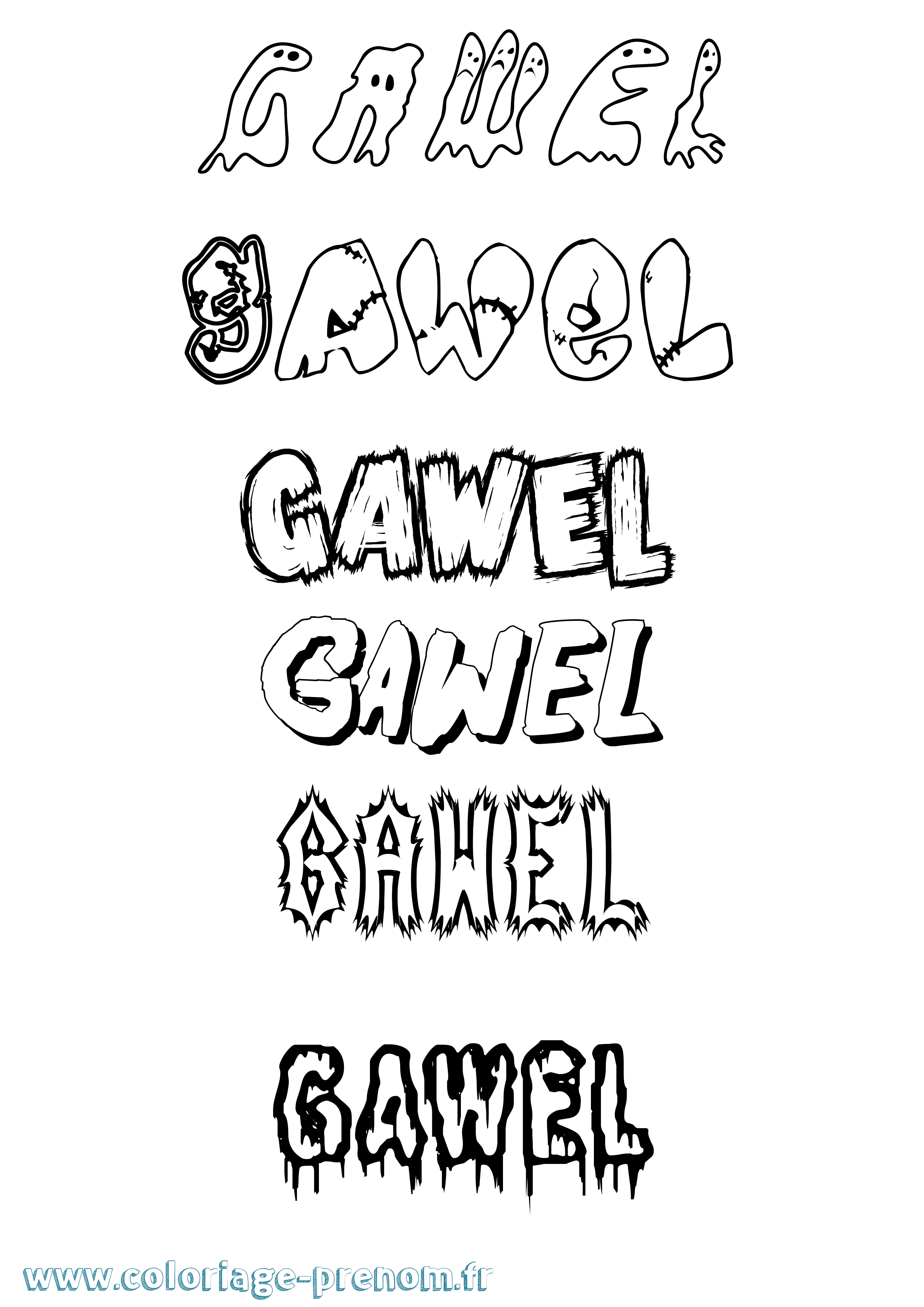 Coloriage Gawel Frisson Coloriage prénom Gawel Frisson
