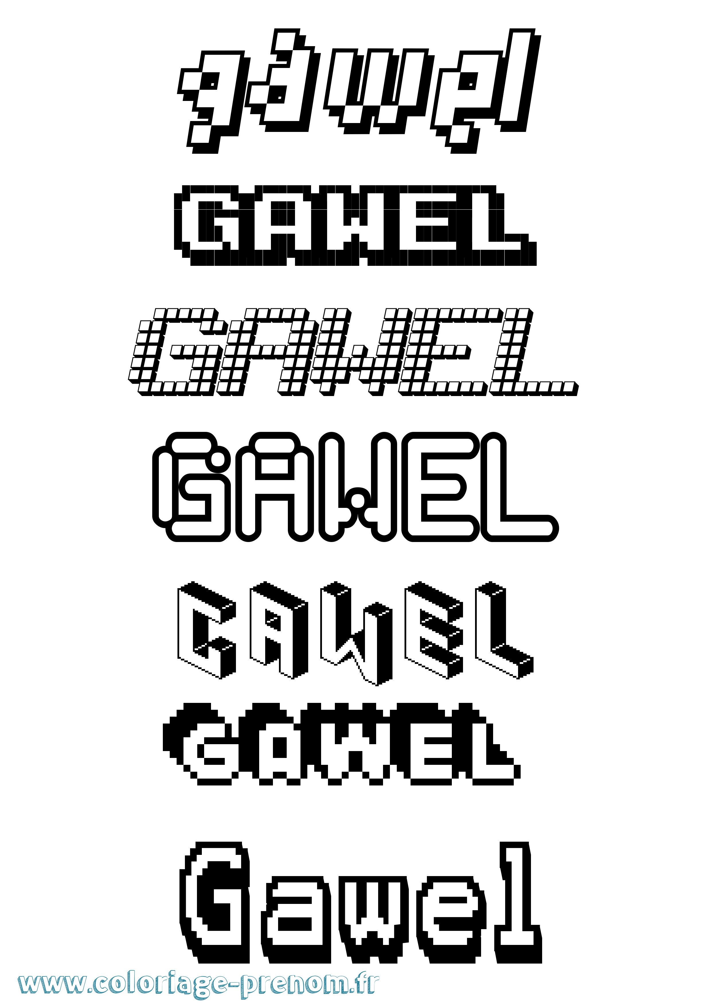Coloriage Gawel Pixel Coloriage prénom Gawel Pixel