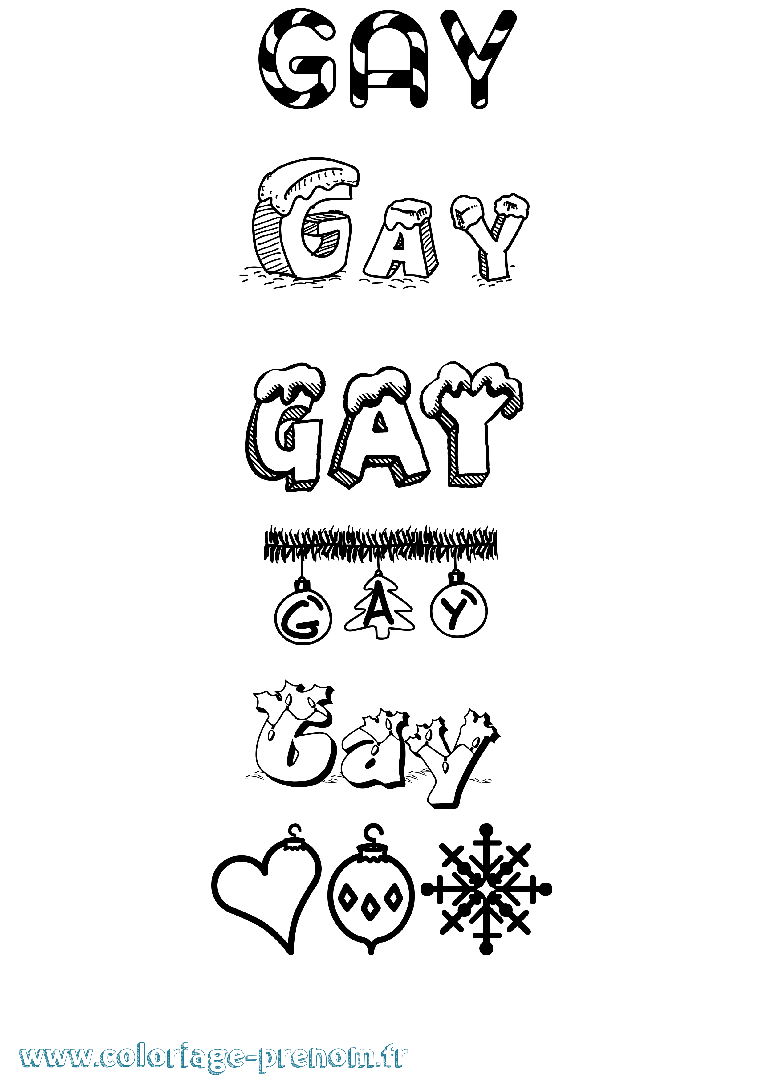 Coloriage prénom Gay Noël